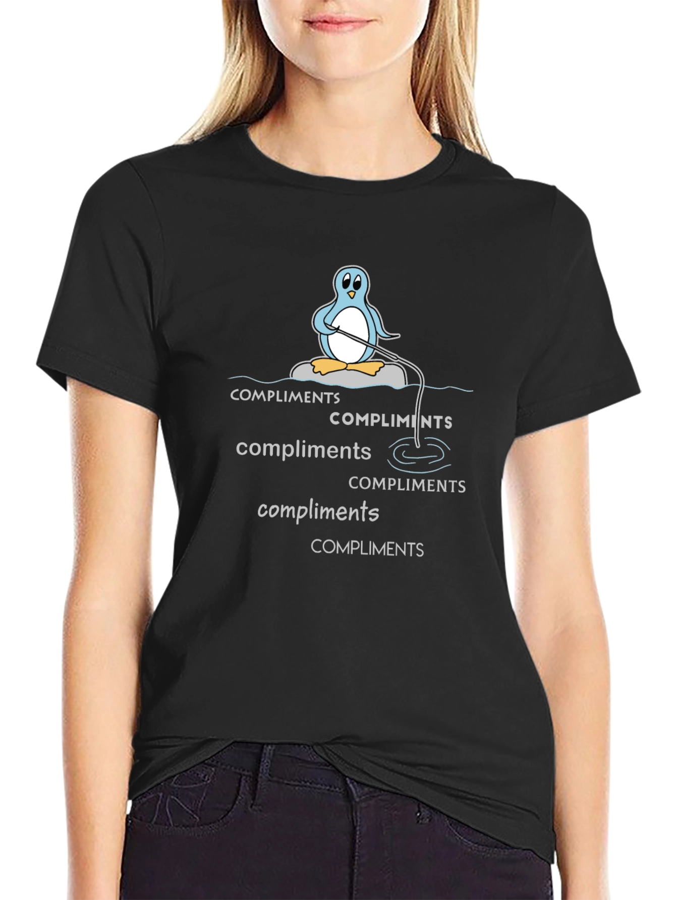 Compliments Penguin Graphic Tee - Black