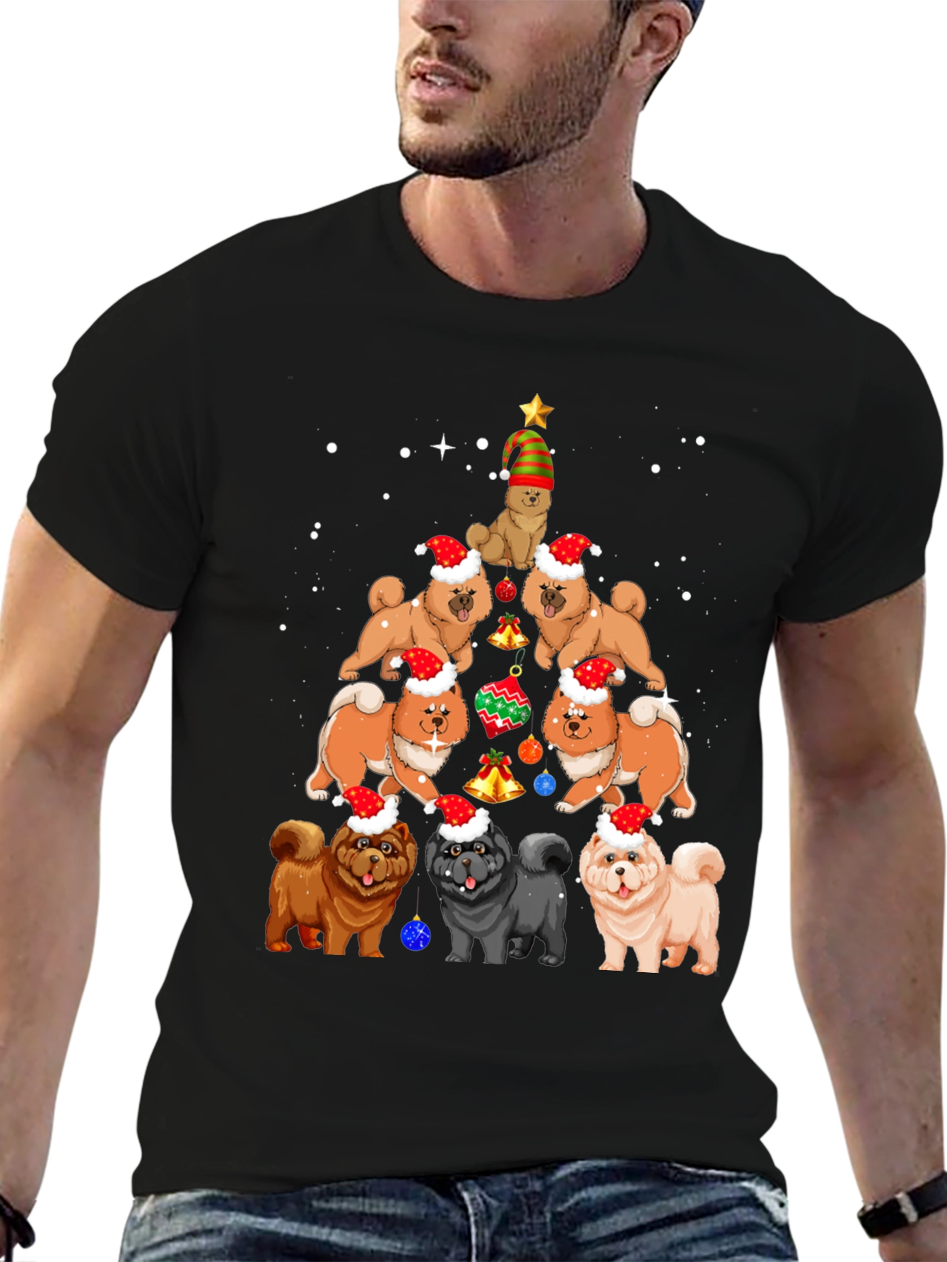 Christmas Chow Chow Dog Tree T-Shirt