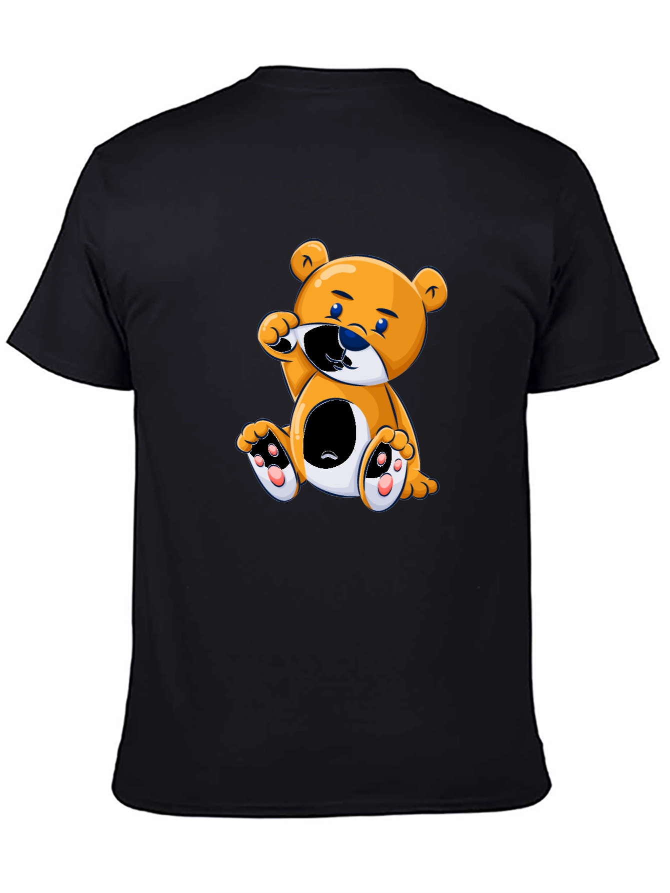 Cute Cartoon Bear Black T-Shirt
