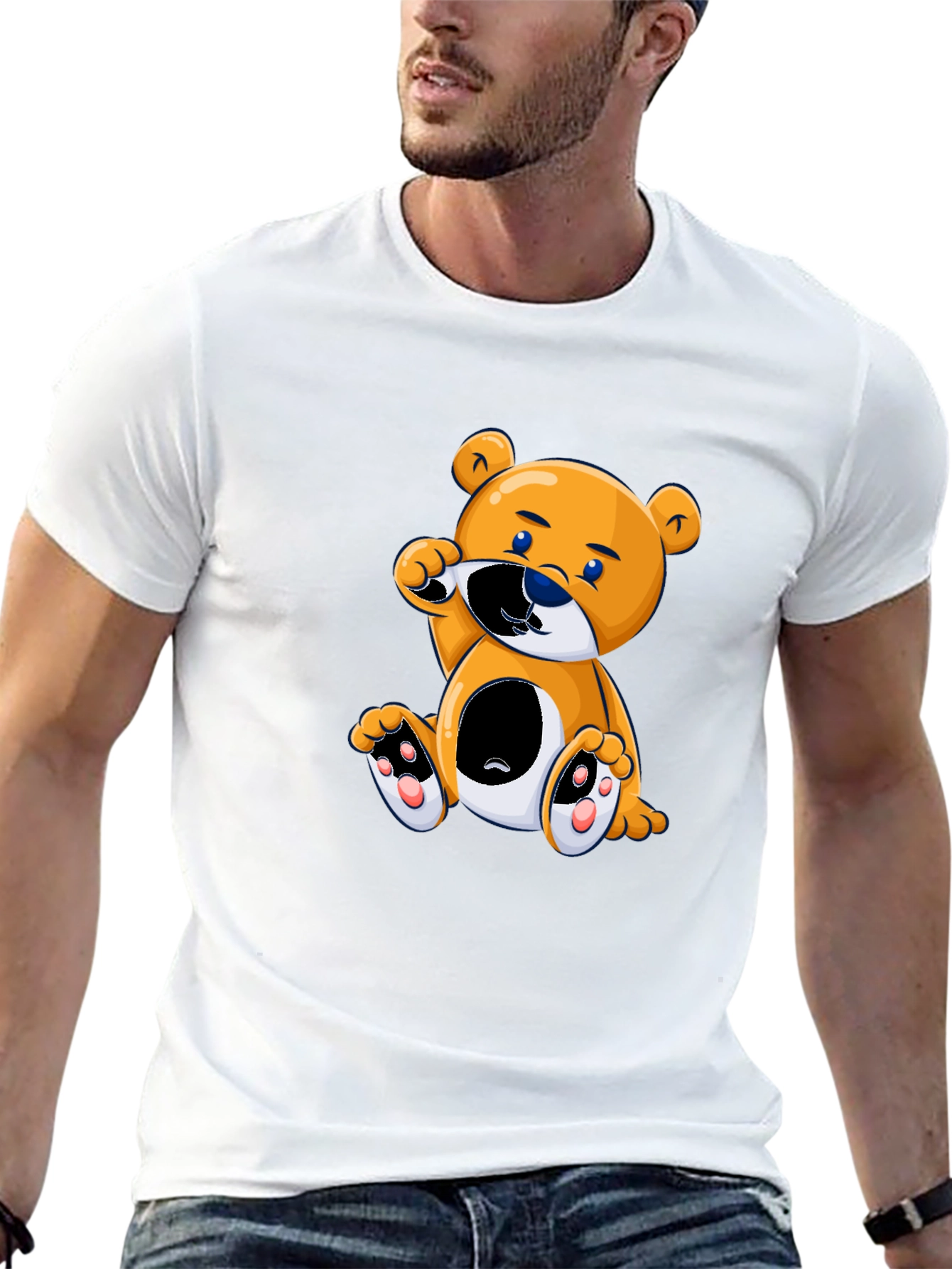 Cute Cartoon Bear Black T-Shirt