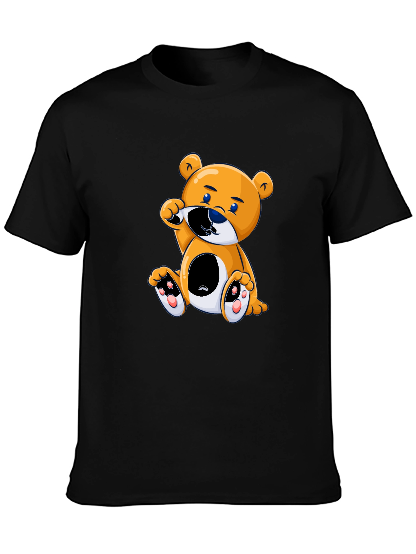 Cute Cartoon Bear Black T-Shirt