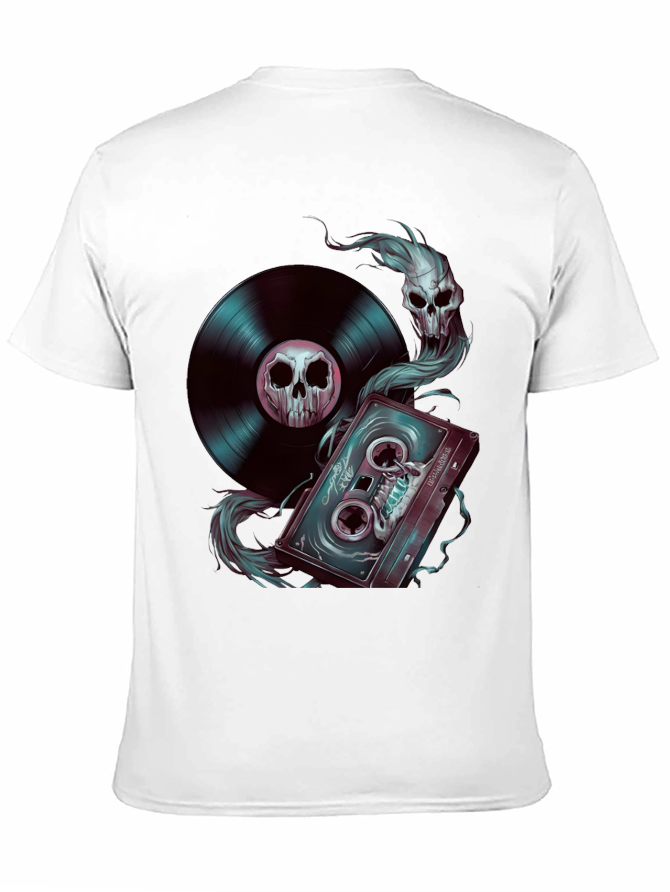 Skull Music T-Shirt: Vinyl & Cassette Tape Design