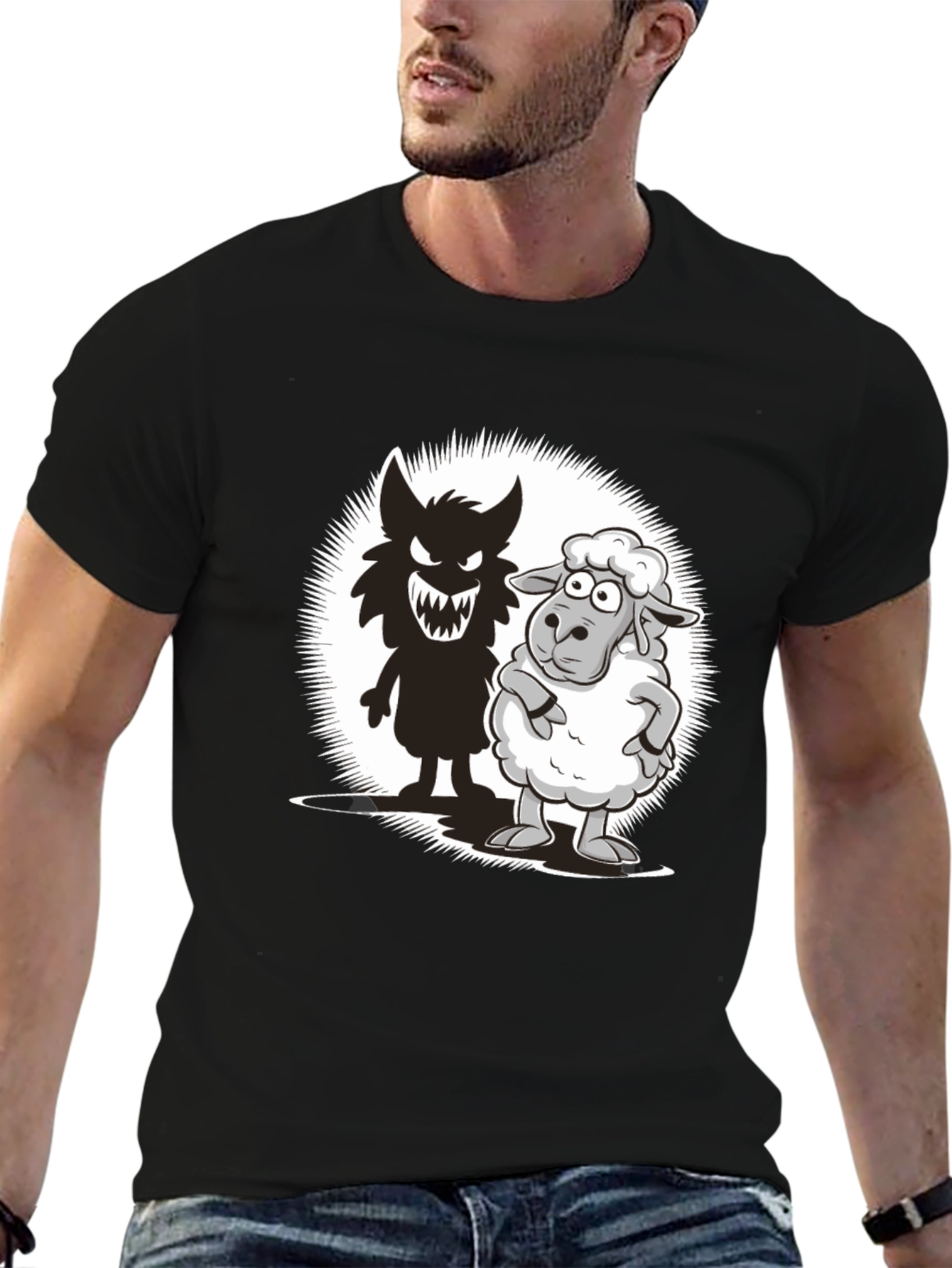 Wolf in Sheeps Clothing Graphic T-Shirt - Black