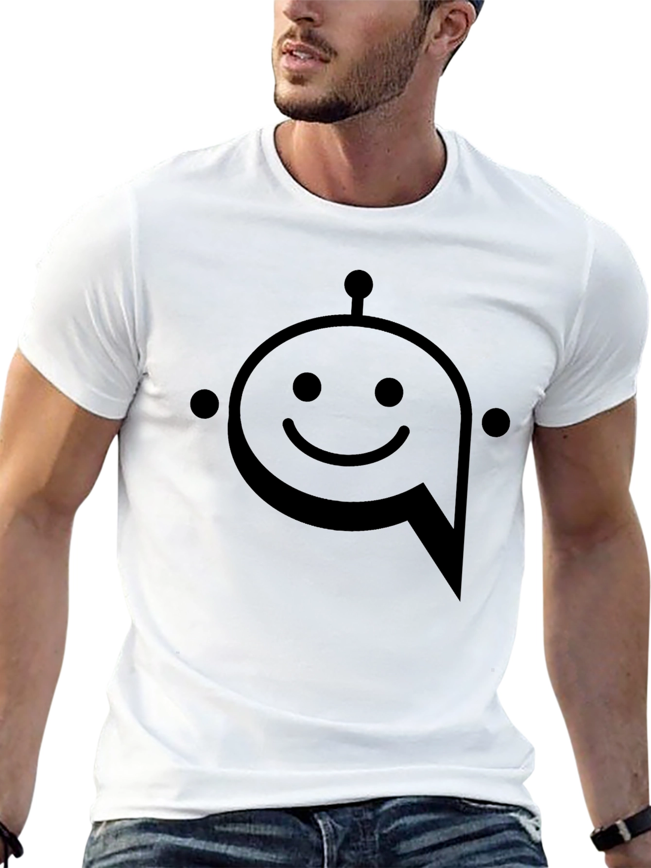 Black Robot Face Graphic T-Shirt