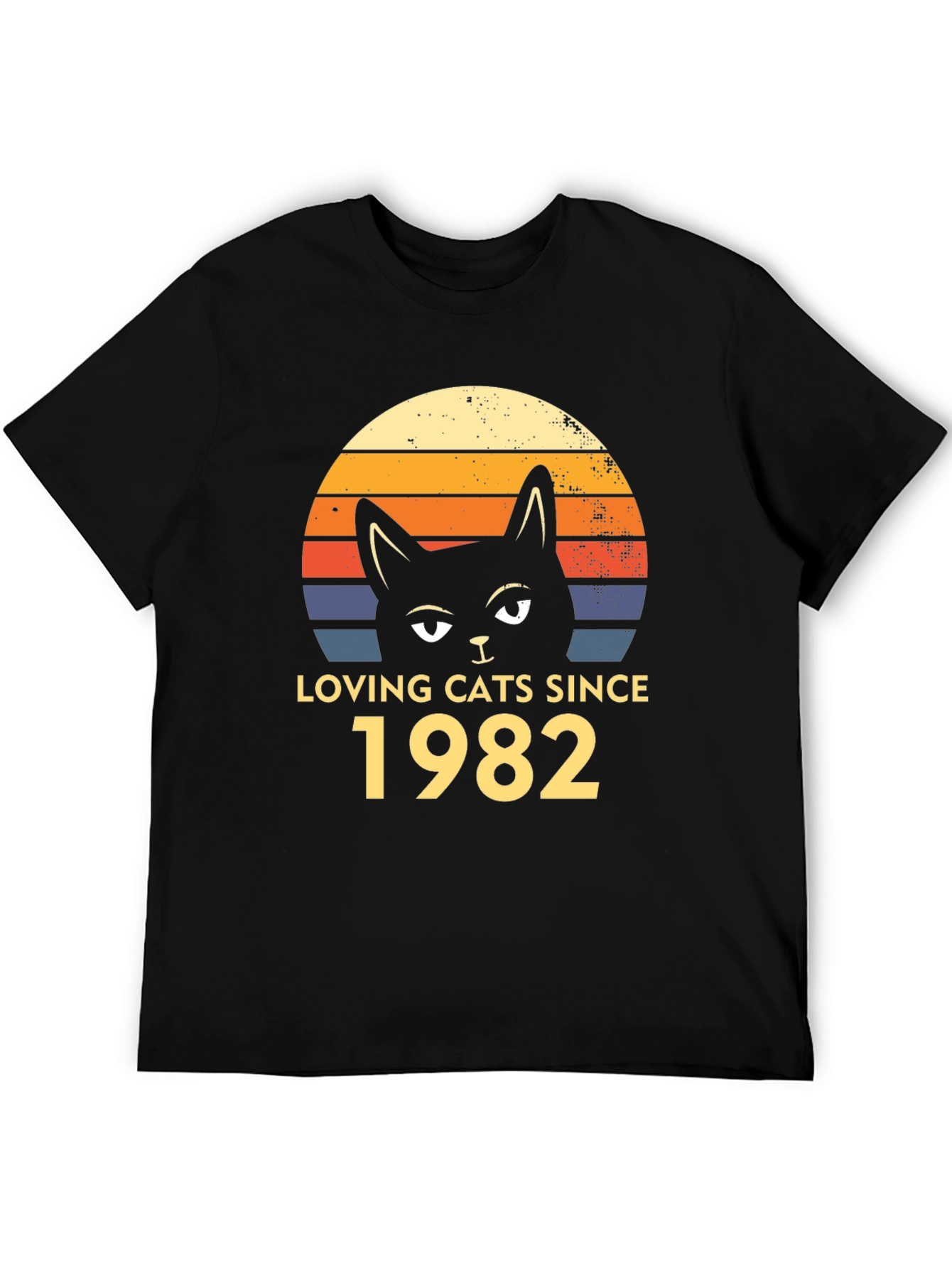 Loving Cats Since 1982 Retro Black T-Shirt