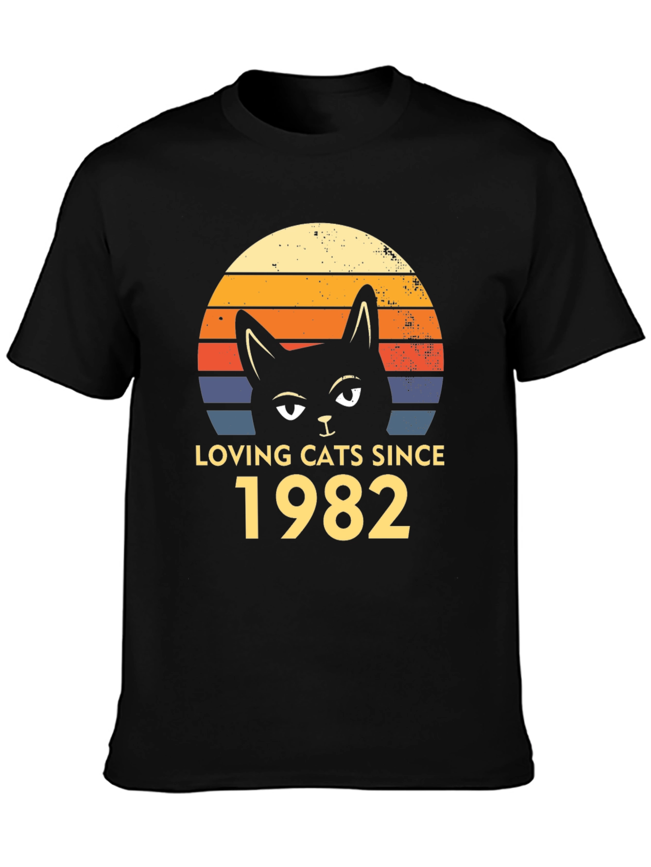 Loving Cats Since 1982 Retro Black T-Shirt