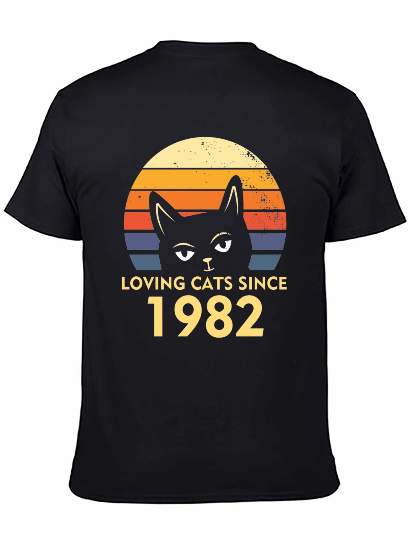 Loving Cats Since 1982 Retro Black T-Shirt