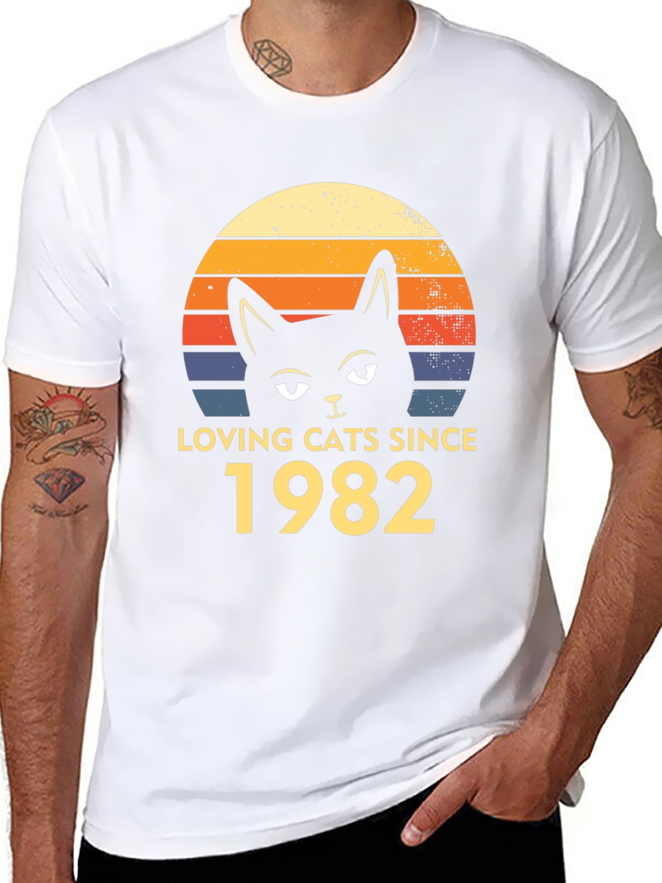 Loving Cats Since 1982 Retro Black T-Shirt