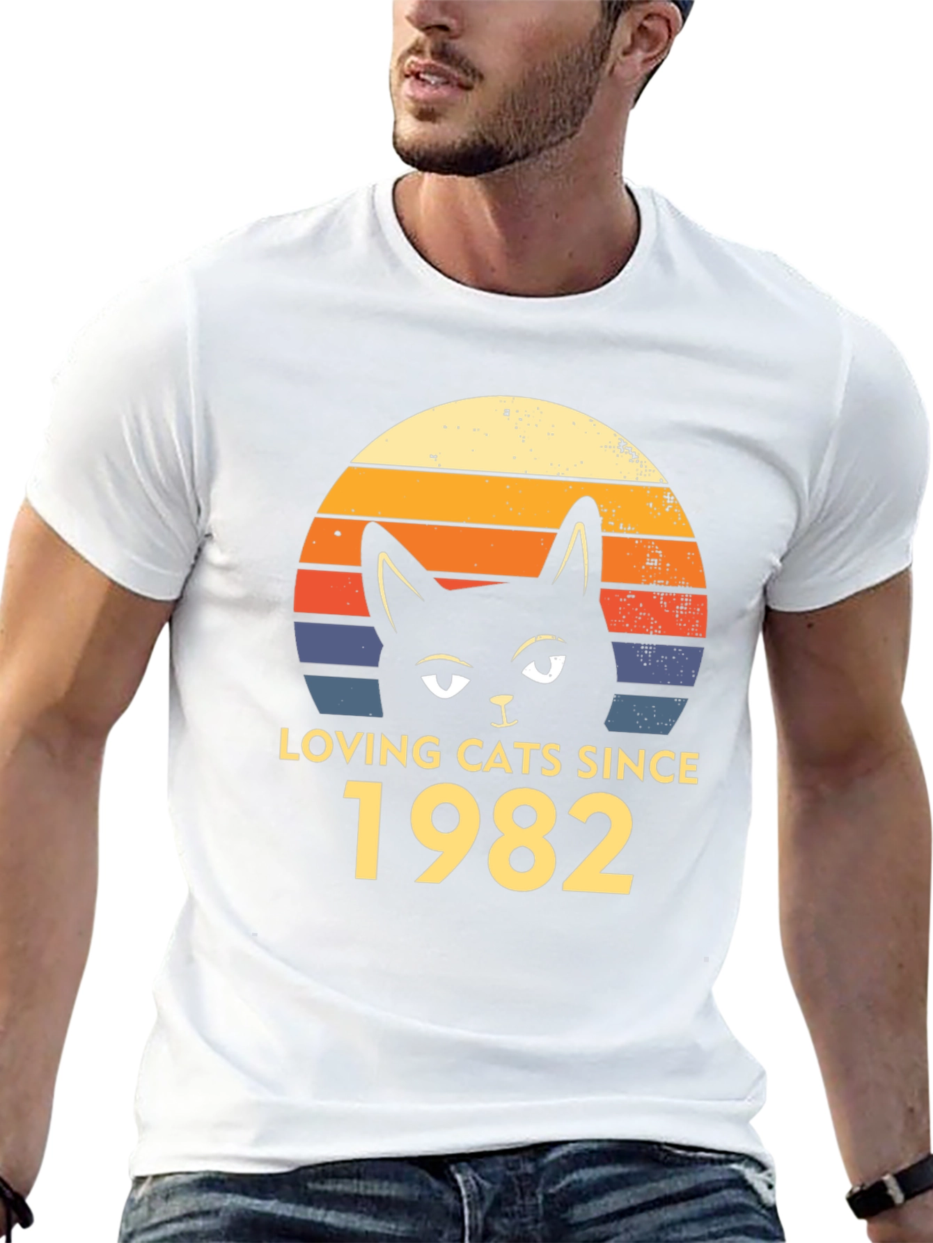 Loving Cats Since 1982 Retro Black T-Shirt