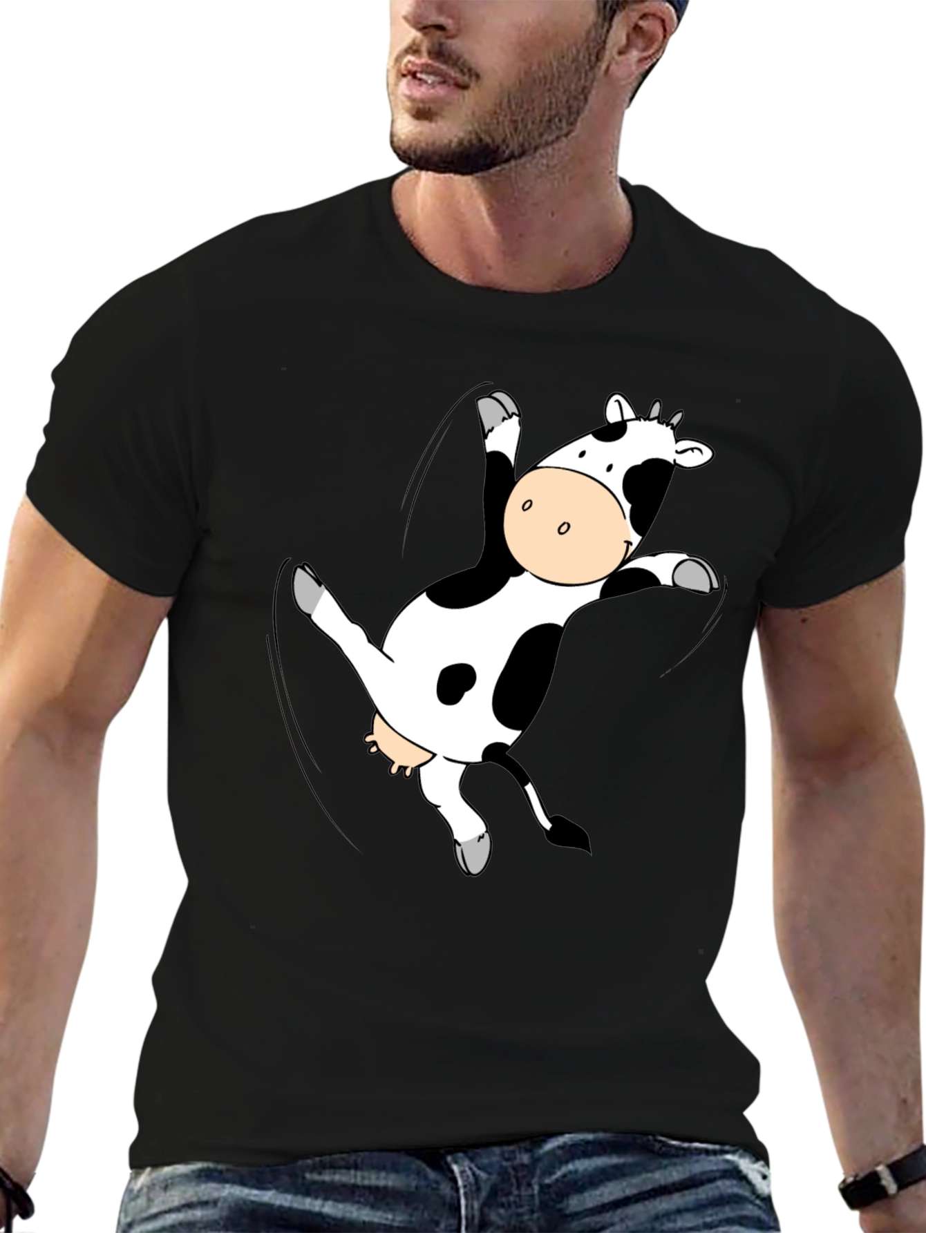 Funny Cow T-Shirt - Black Cotton Tee