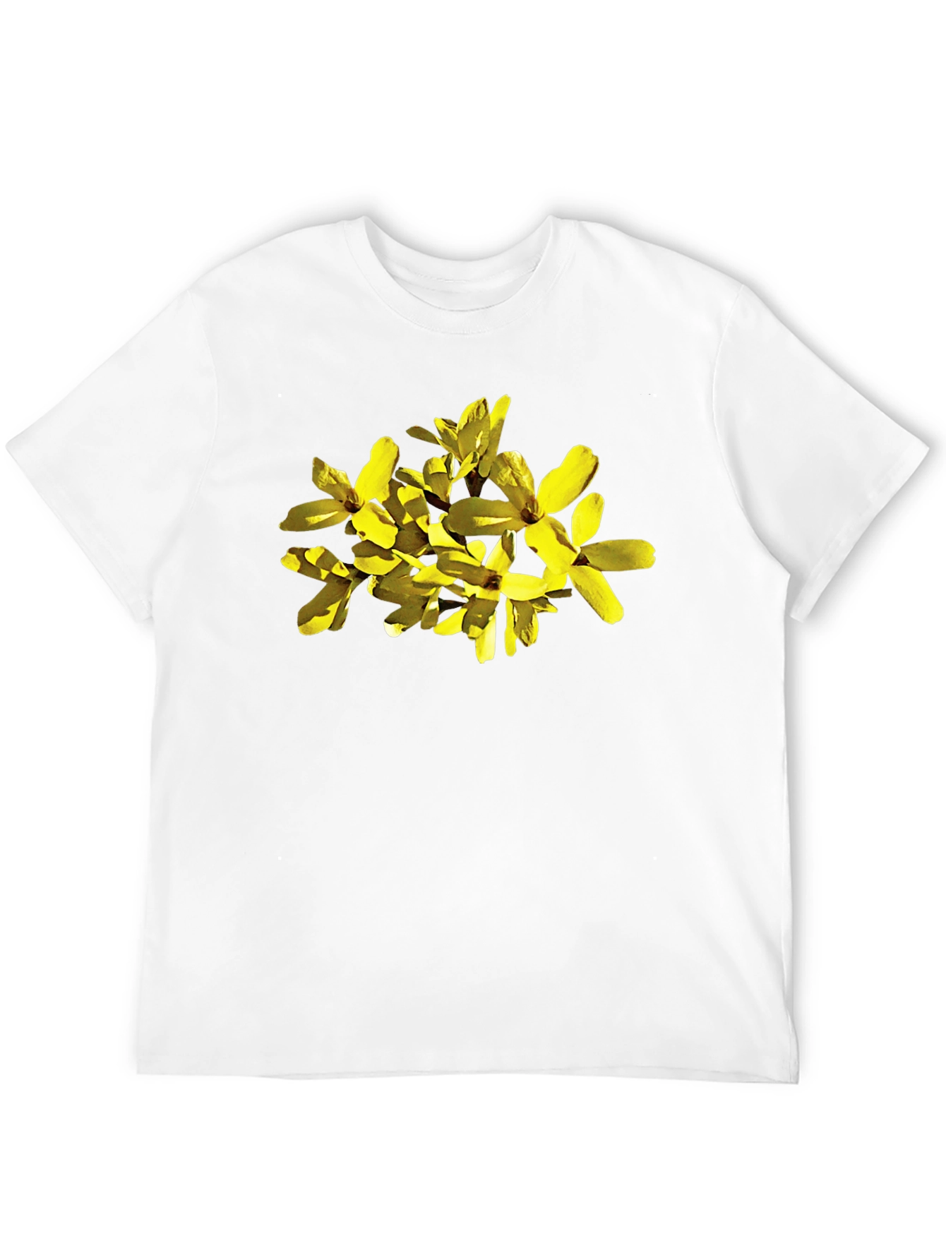 Forsythia Flower Graphic Black T-Shirt