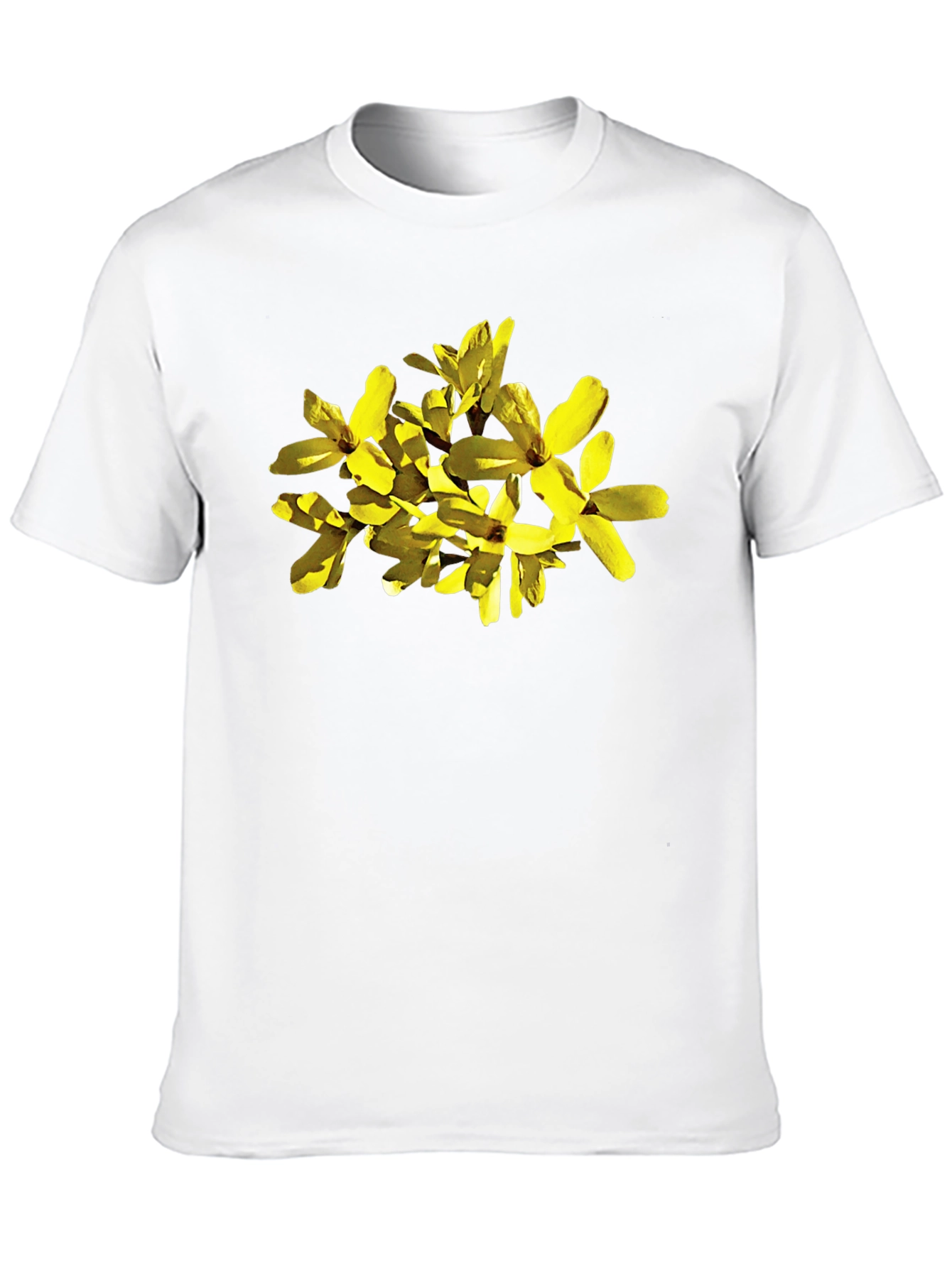 Forsythia Flower Graphic Black T-Shirt