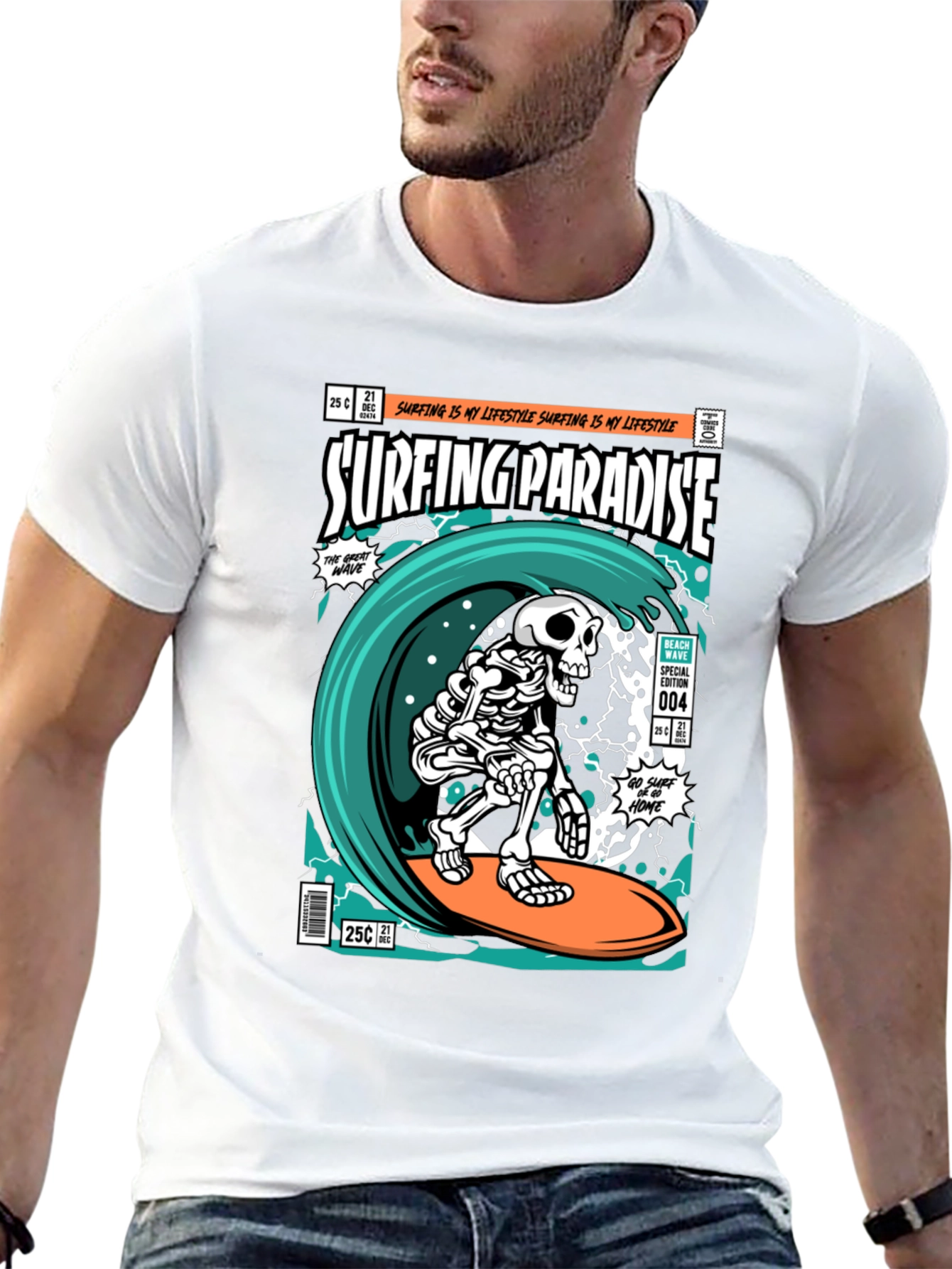 Surfing Paradise Skeleton T-Shirt