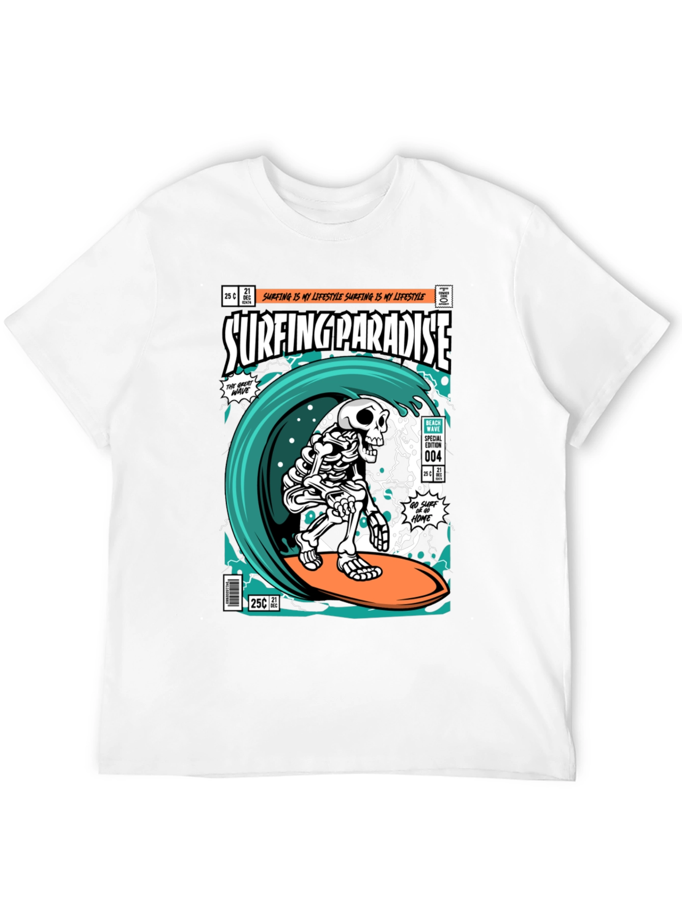 Surfing Paradise Skeleton T-Shirt