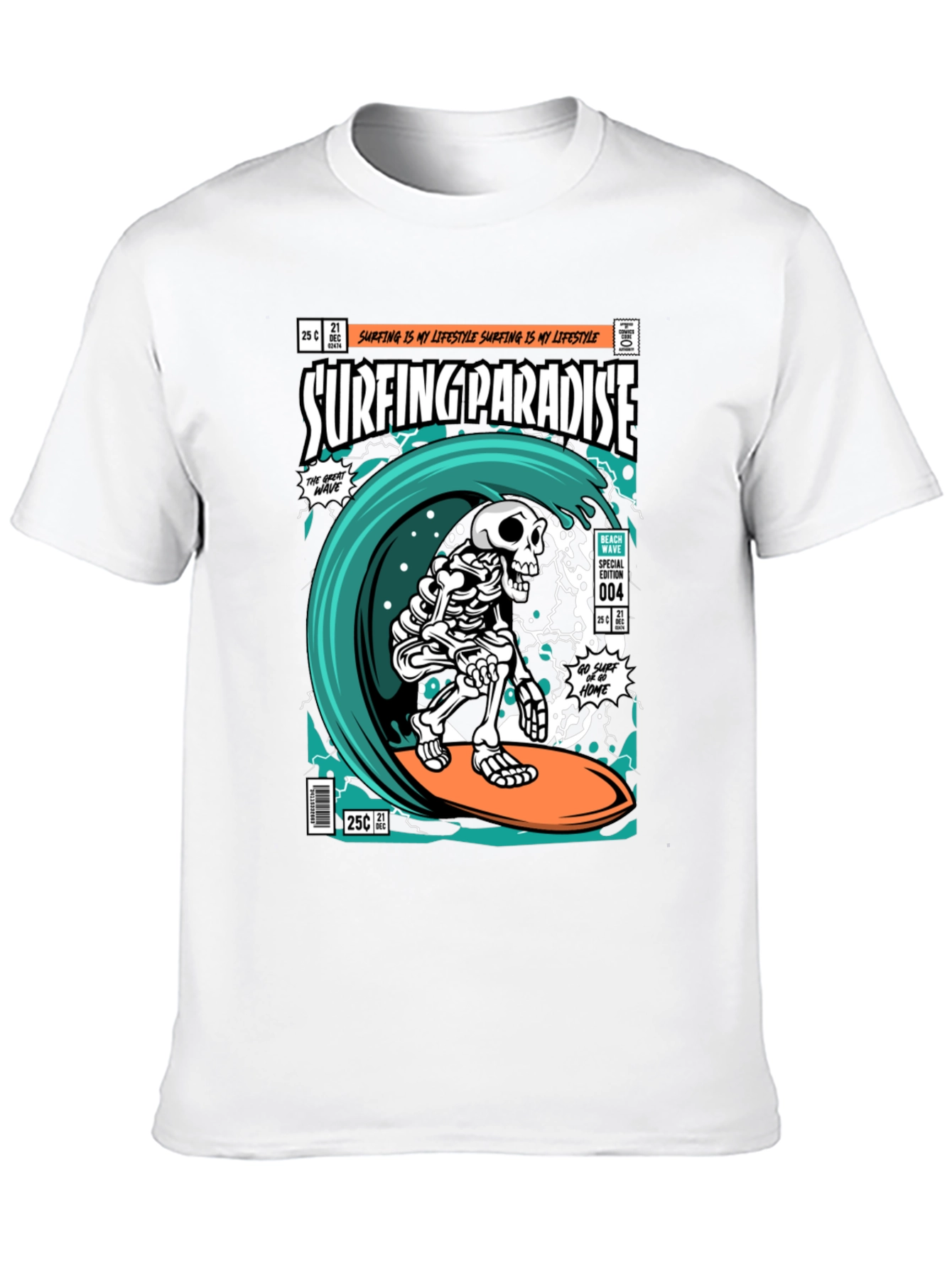 Surfing Paradise Skeleton T-Shirt
