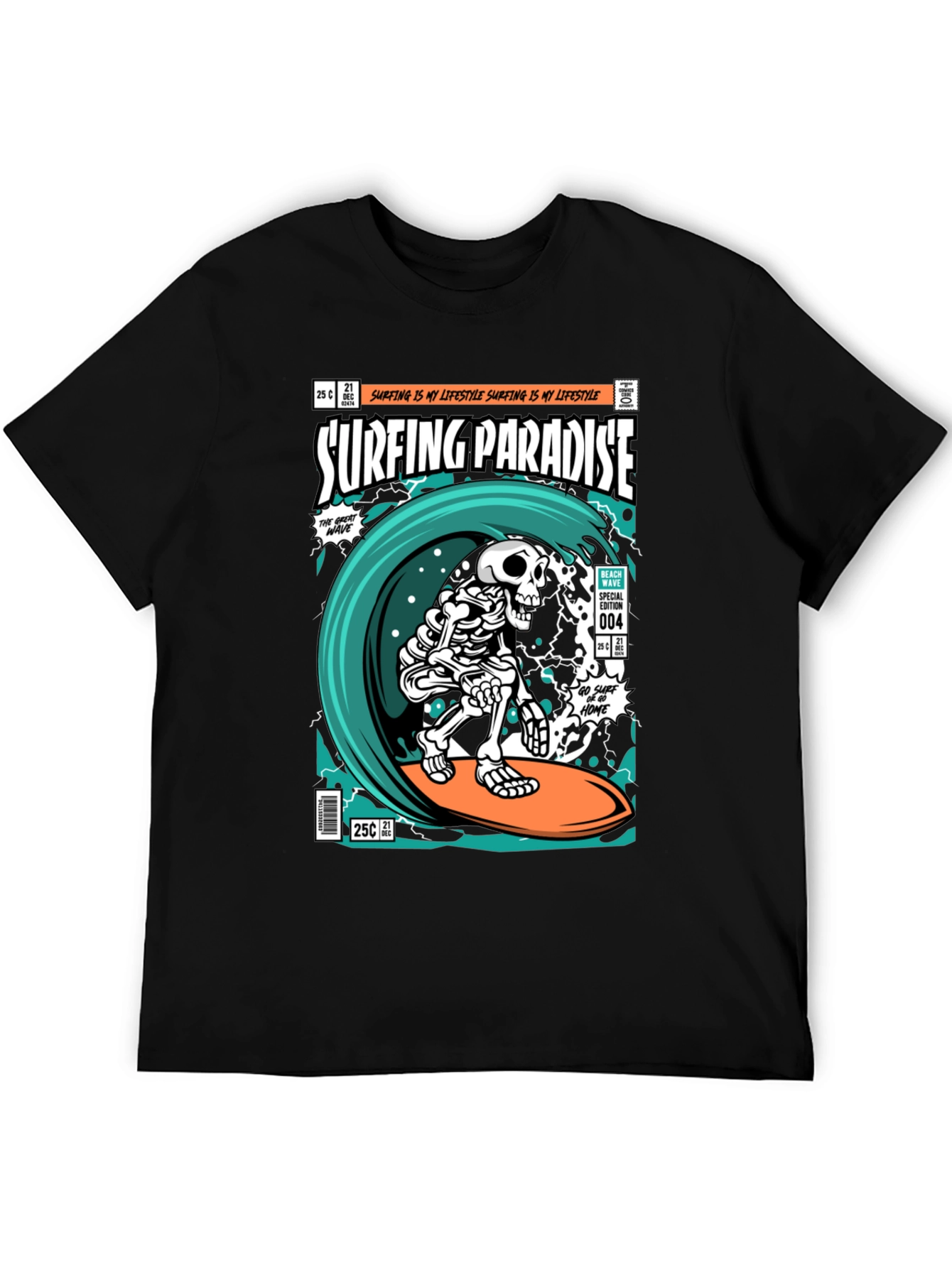 Surfing Paradise Skeleton T-Shirt