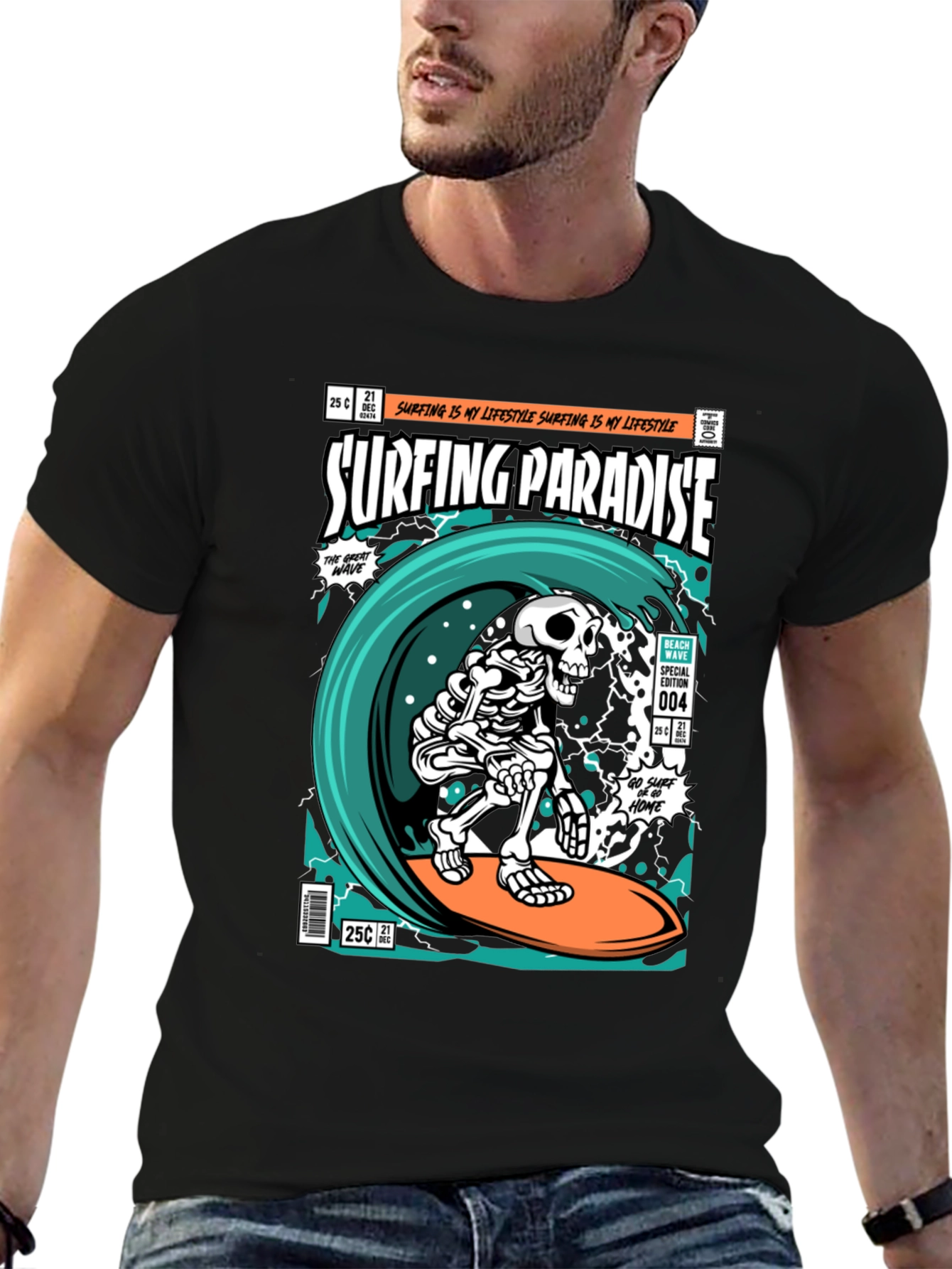 Surfing Paradise Skeleton T-Shirt