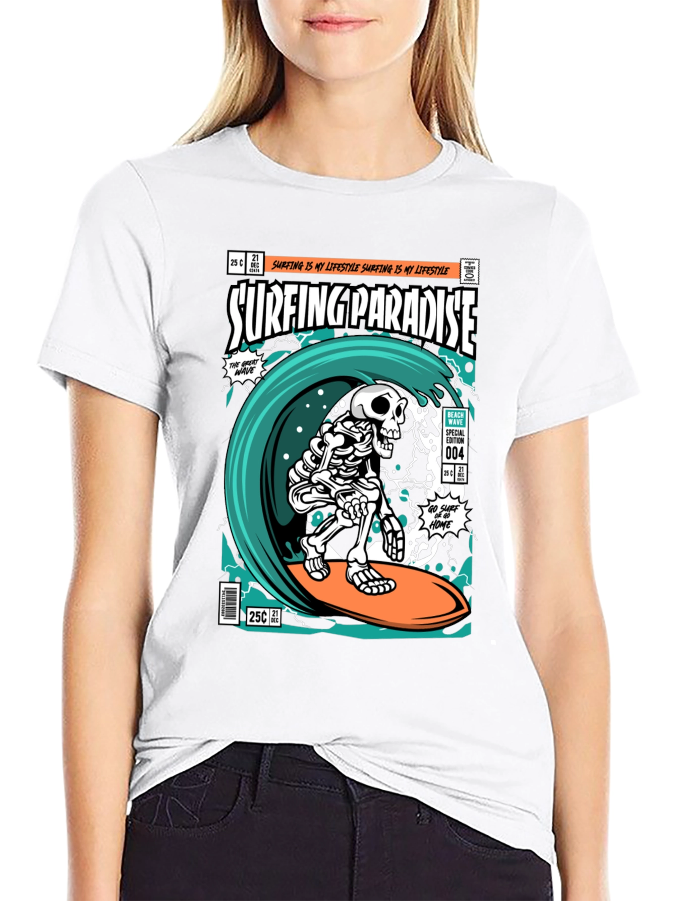 Surfing Paradise Skeleton T-Shirt