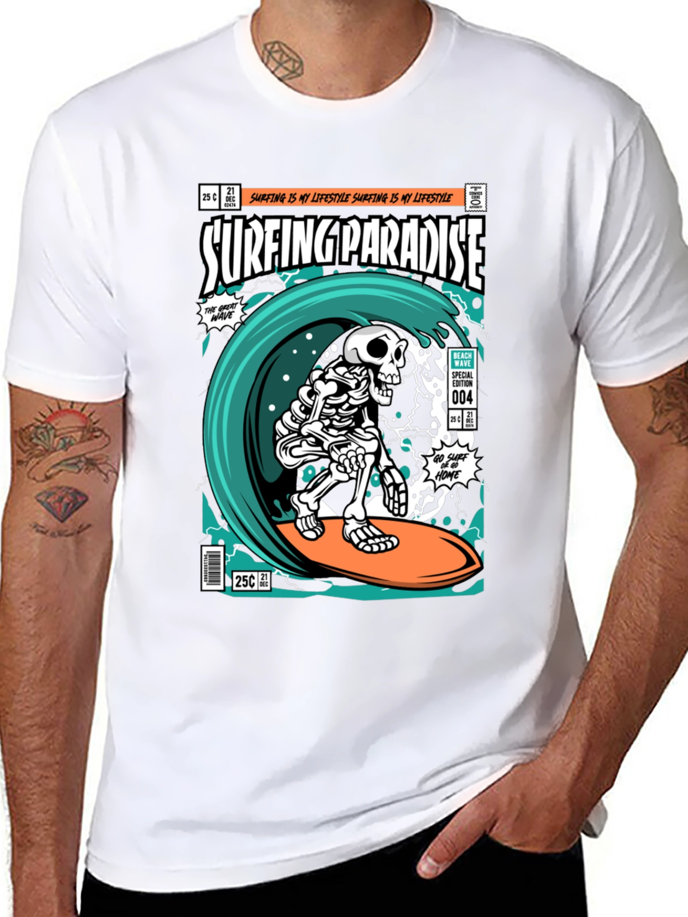 Surfing Paradise Skeleton T-Shirt