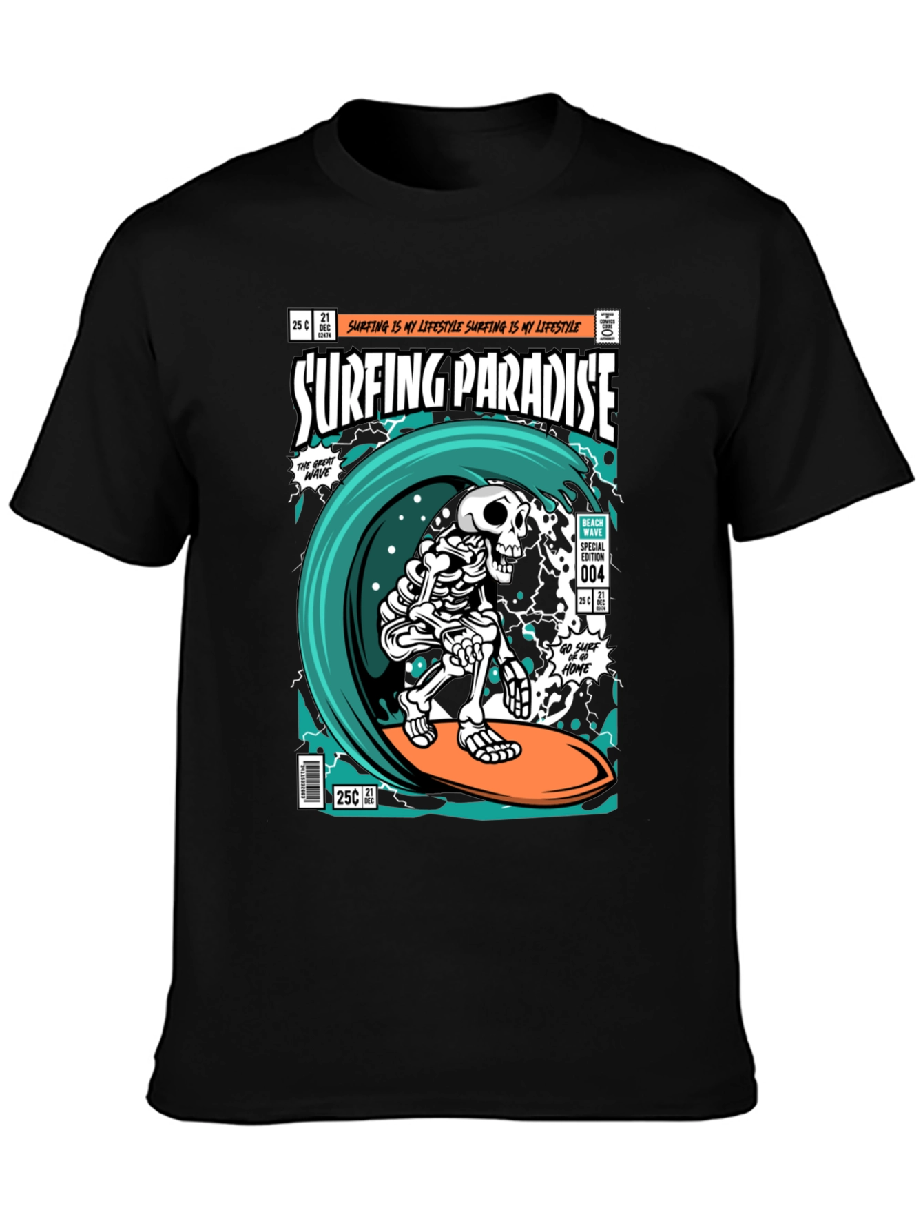 Surfing Paradise Skeleton T-Shirt