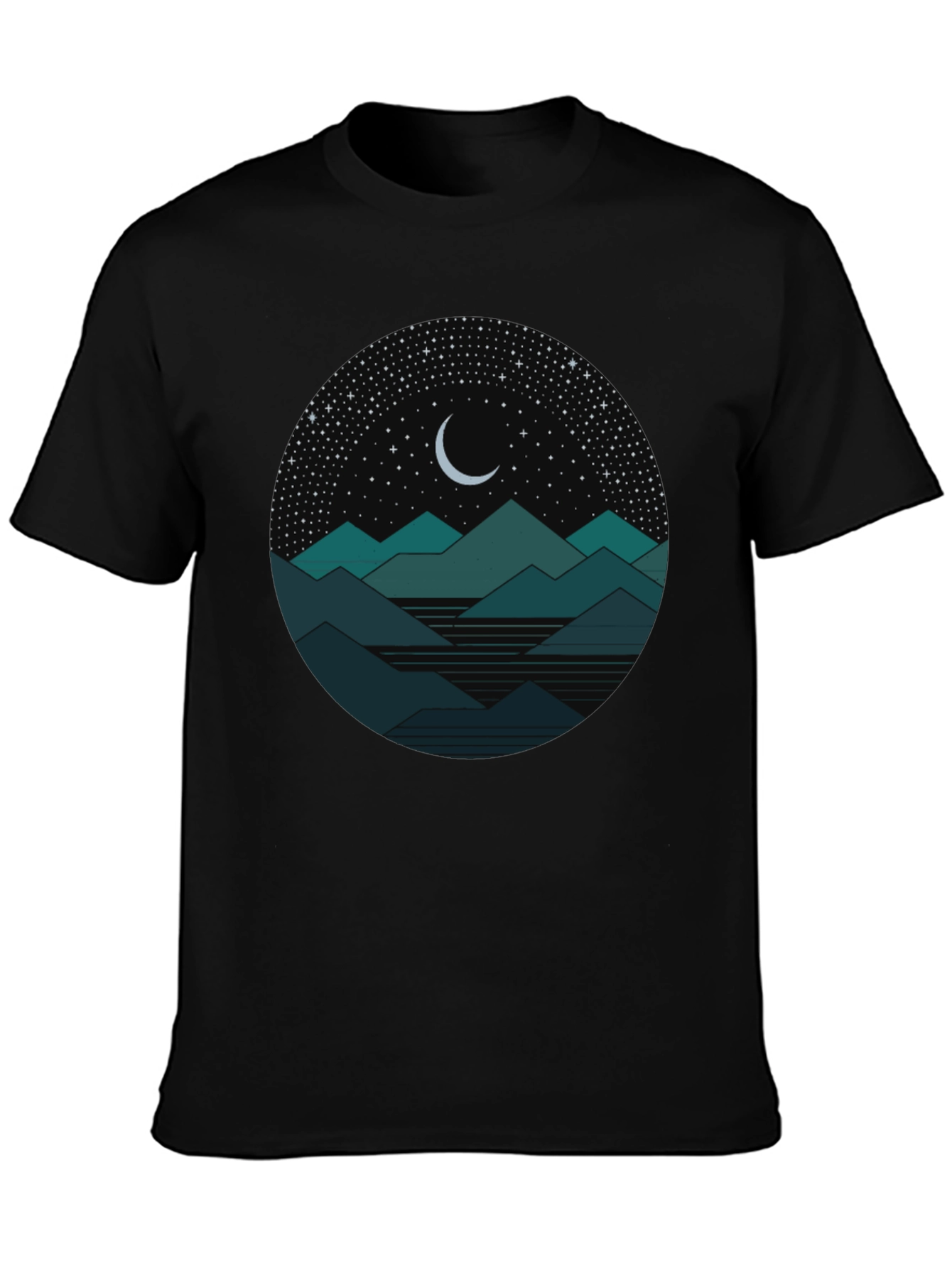 Nightscape Graphic Tee - Mountain & Moon Design