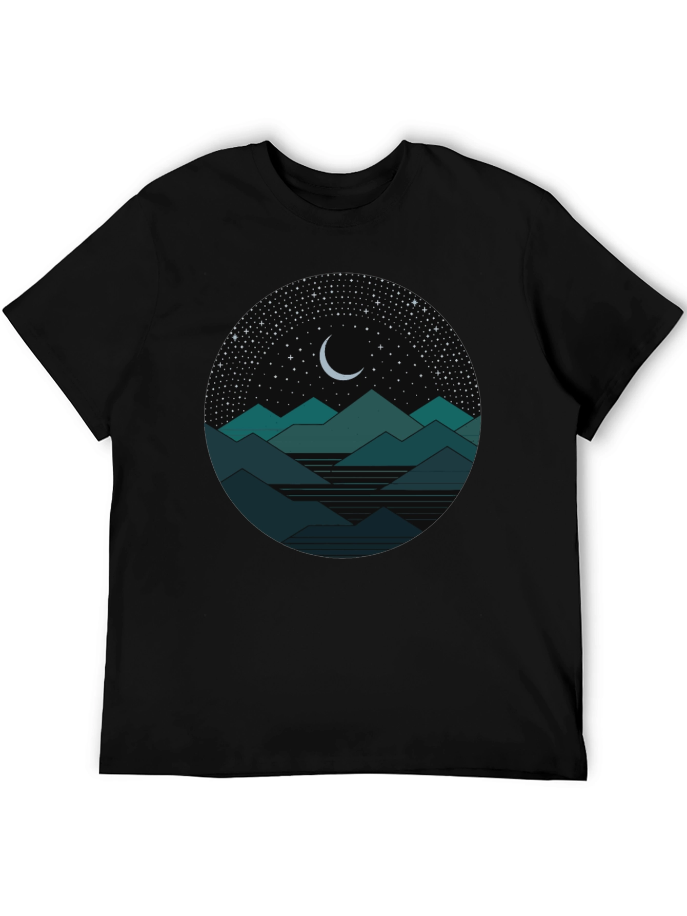 Nightscape Graphic Tee - Mountain & Moon Design
