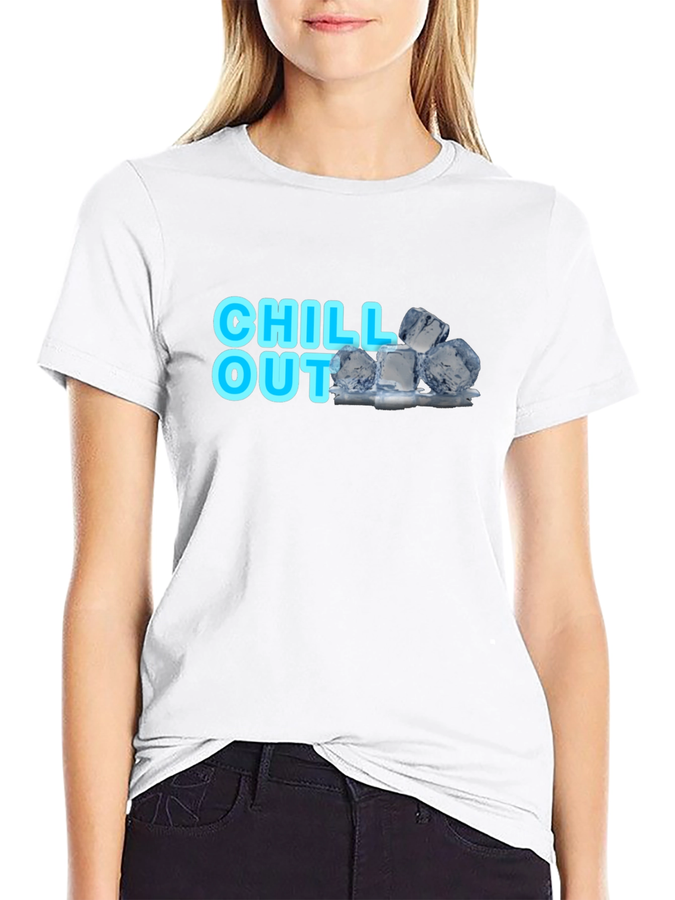 Chill Out Black T-Shirt with Ice Cube Design