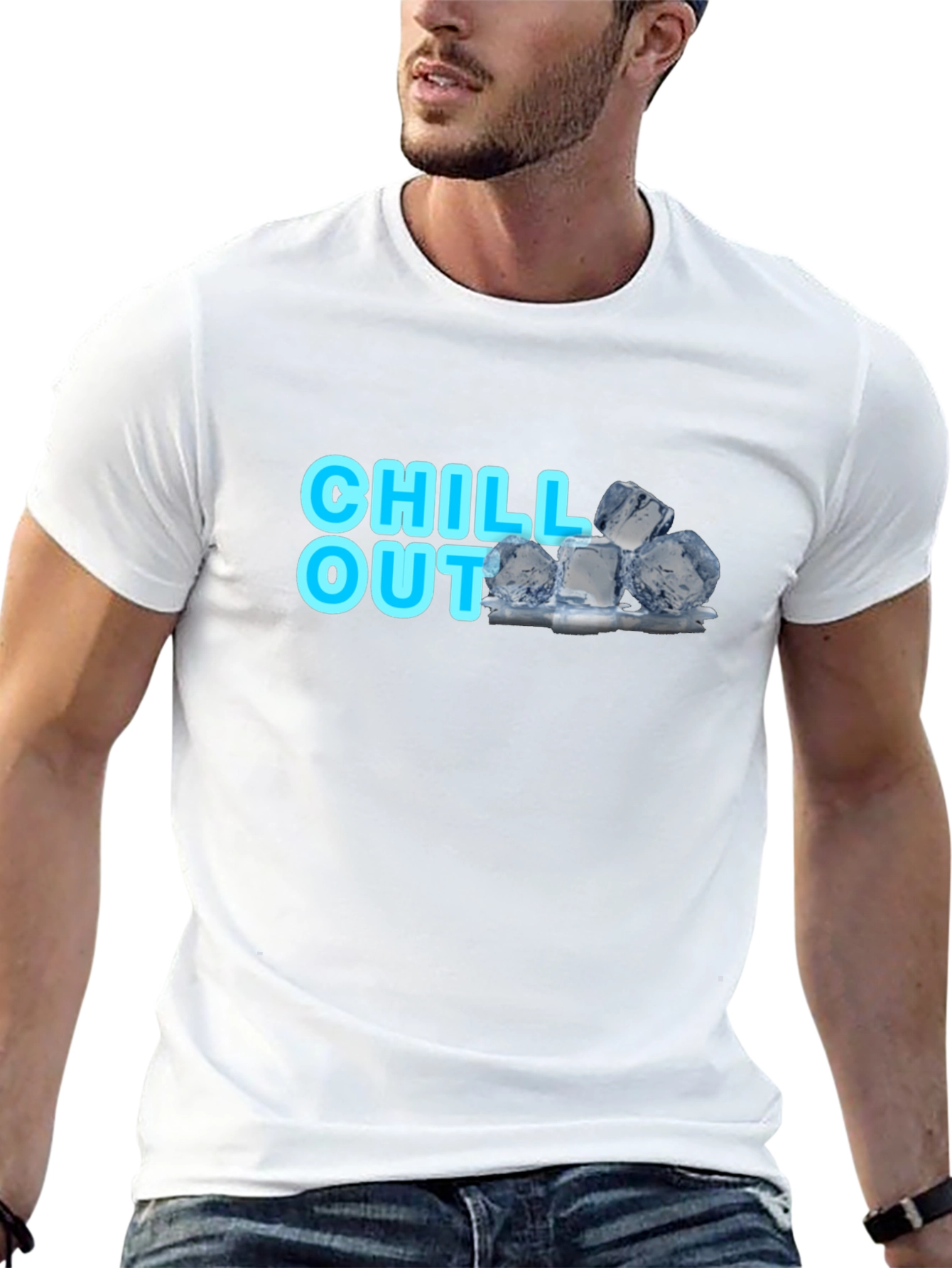 Chill Out Black T-Shirt with Ice Cube Design