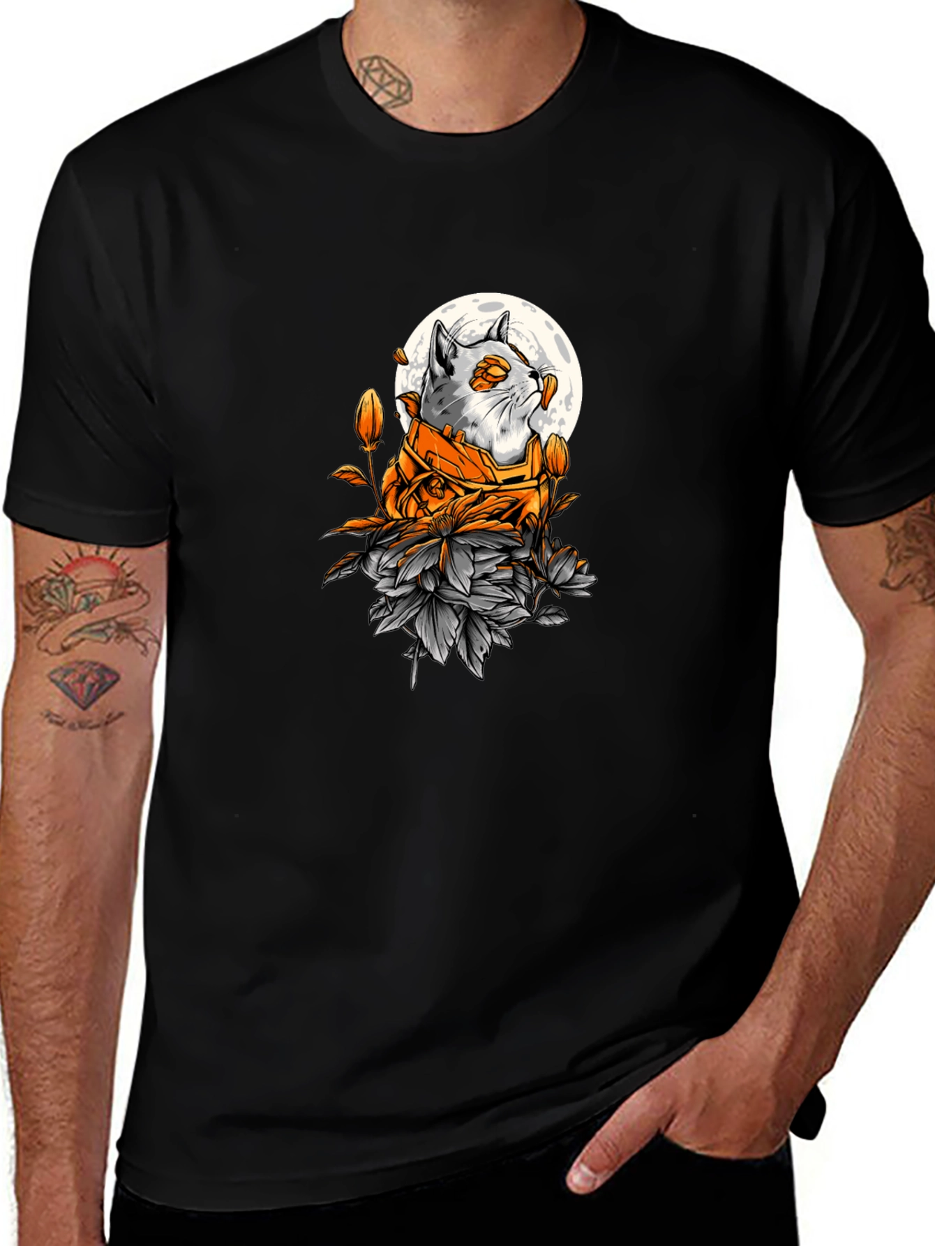 Cat Moon Graphic Tee - Unique Style