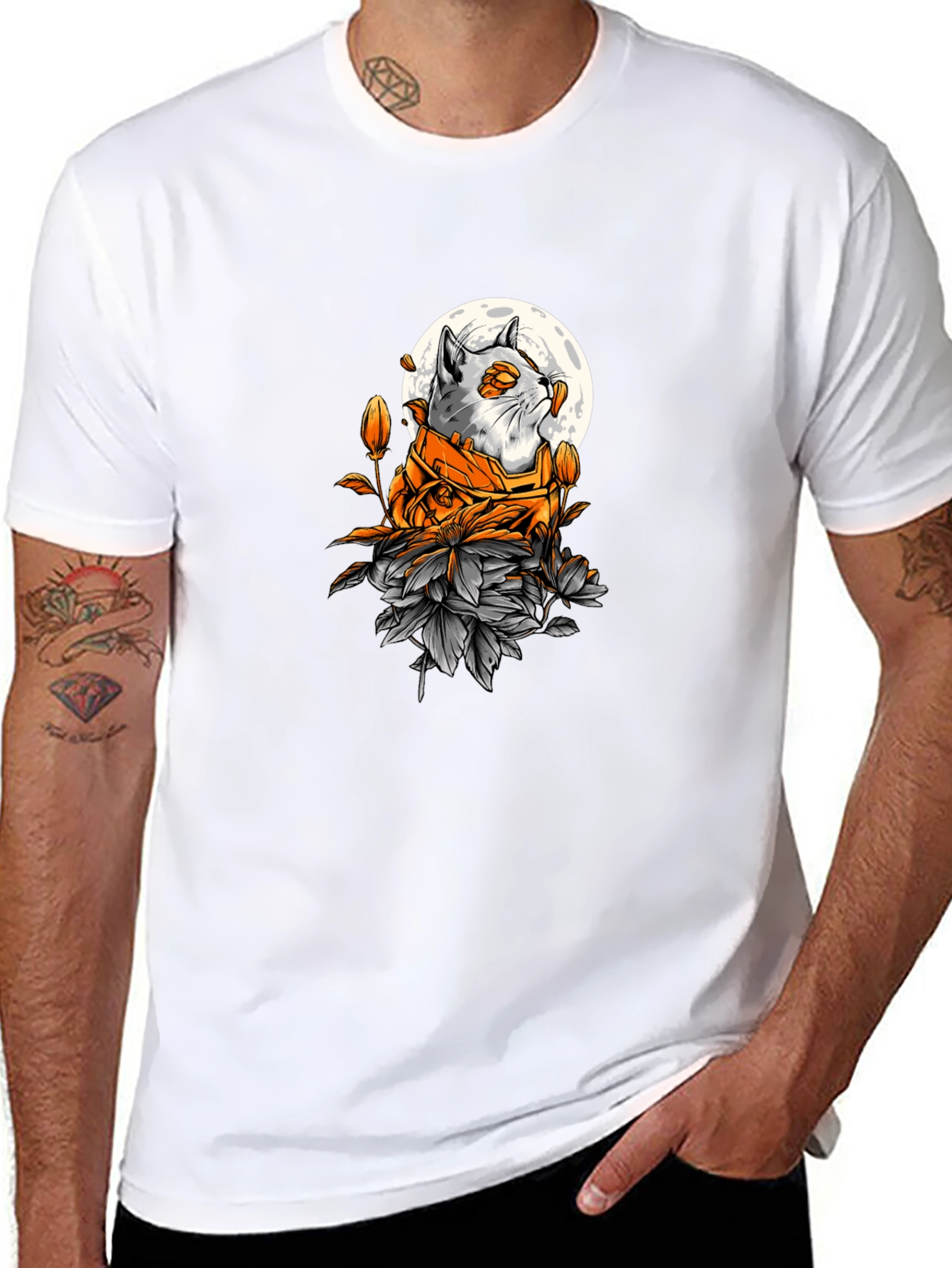 Cat Moon Graphic Tee - Unique Style
