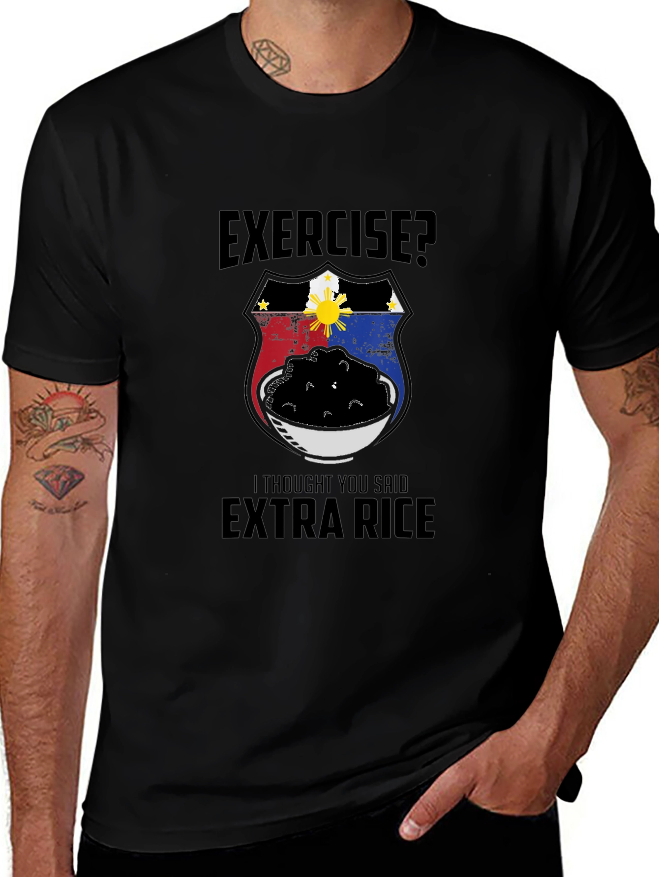 Exercise? Extra Rice T-Shirt Funny Filipino Foodie Tee
