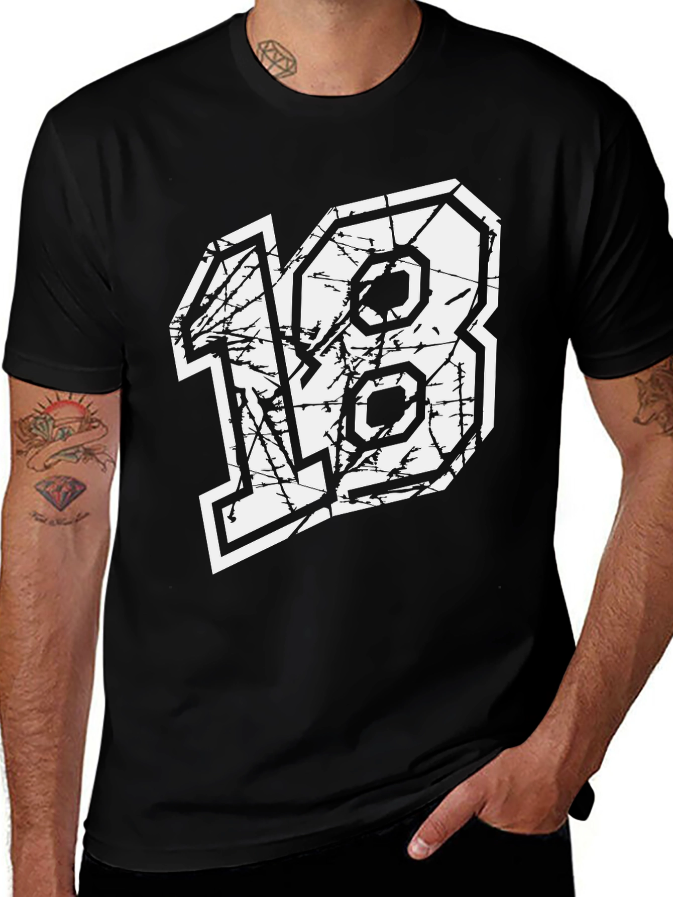 Distressed Number 18 Graphic T-Shirt