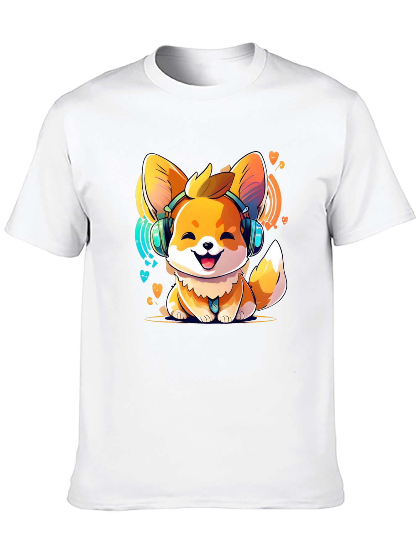Cute Corgi DJ Black T-Shirt