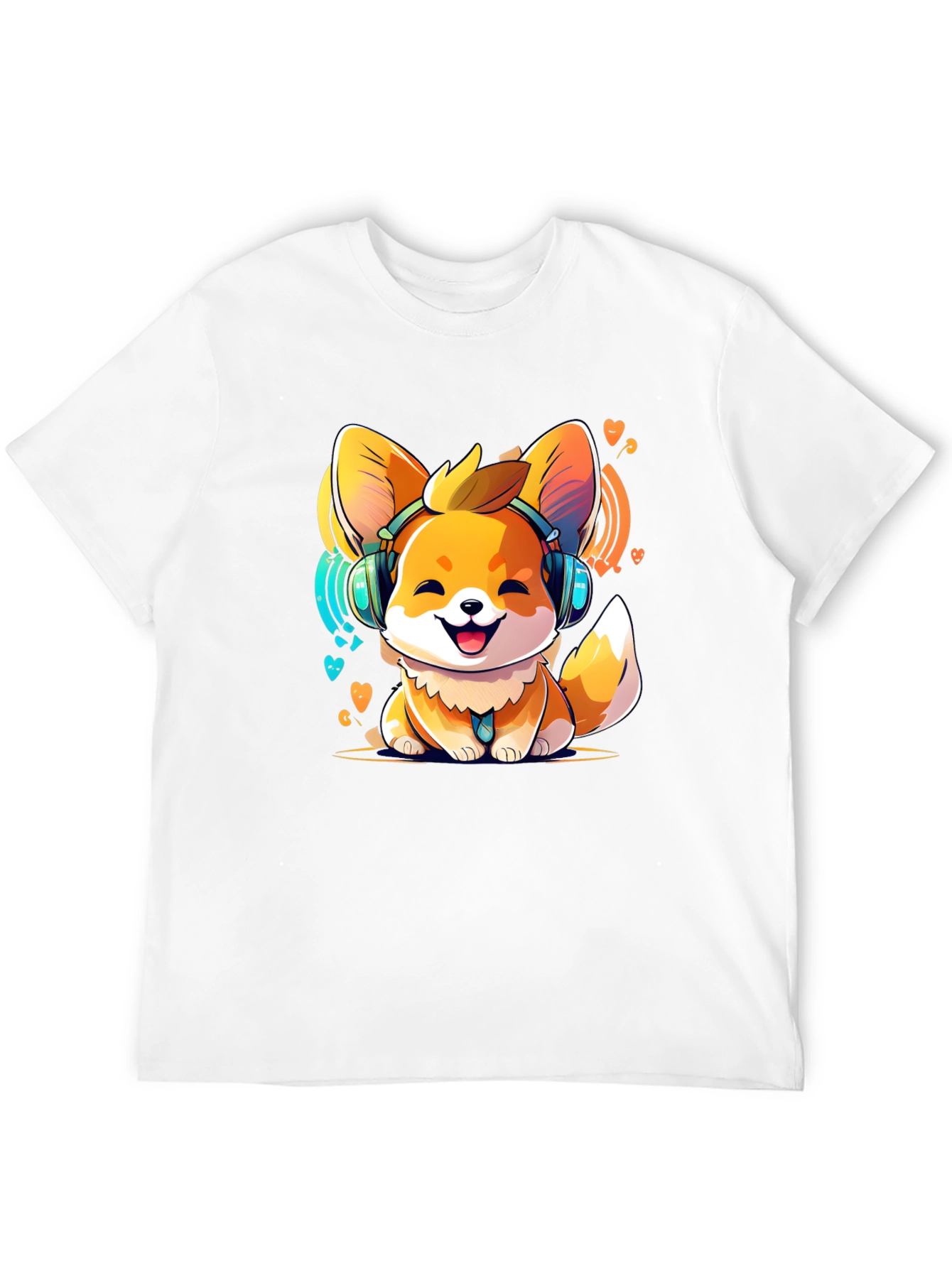 Cute Corgi DJ Black T-Shirt