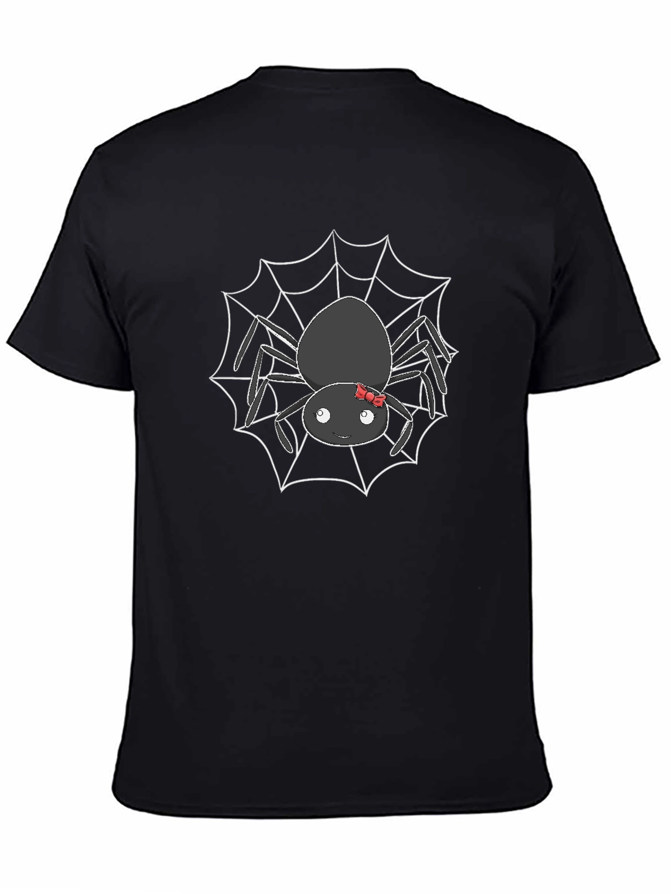 Cute Spider Web Graphic T-Shirt - Black