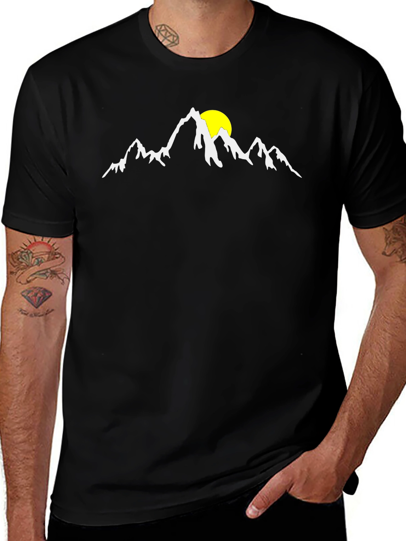 Mountain Sunrise Graphic Tee - Black Cotton Blend