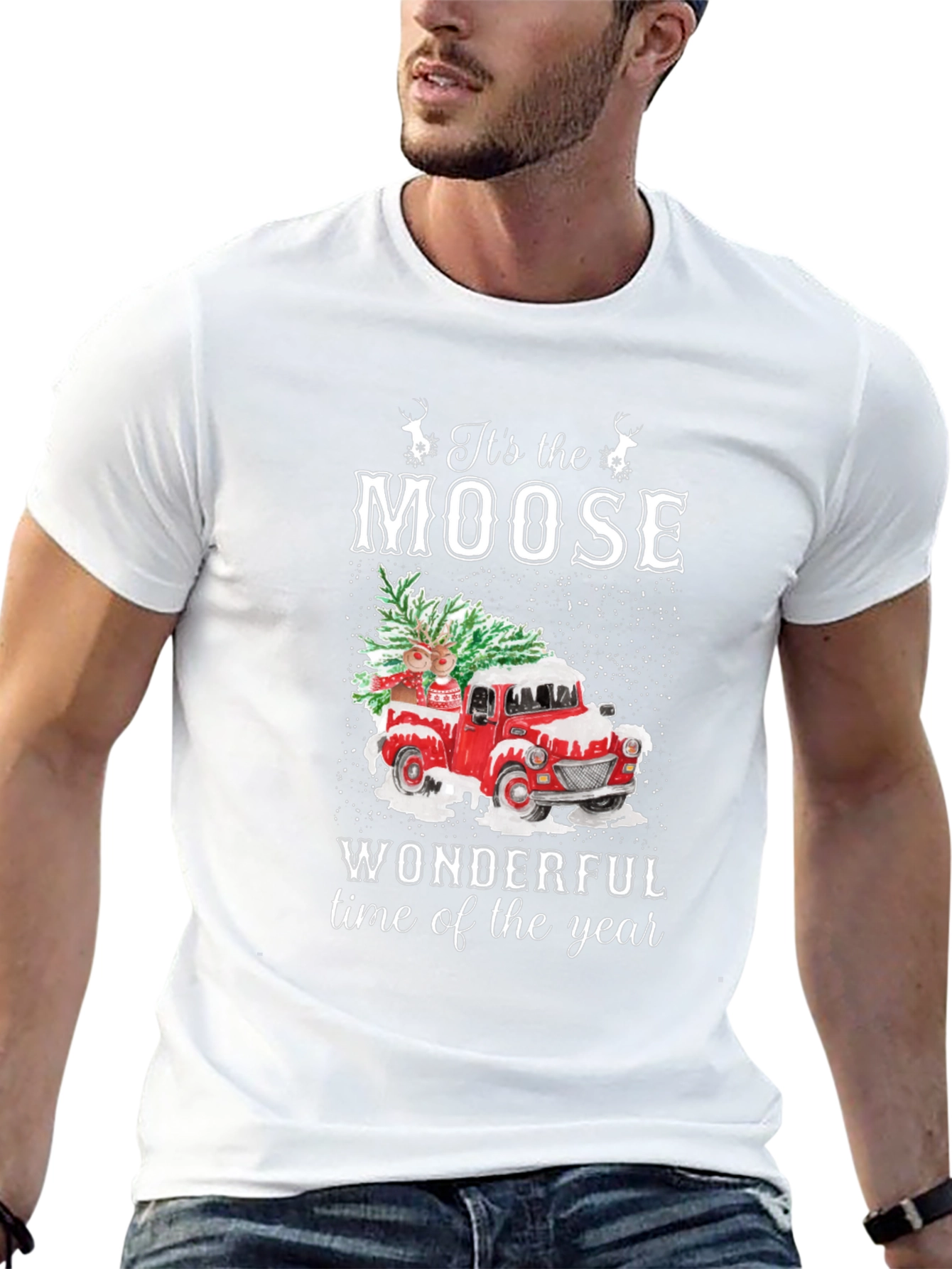Moose Wonderful Time of Year Christmas Truck T-Shirt