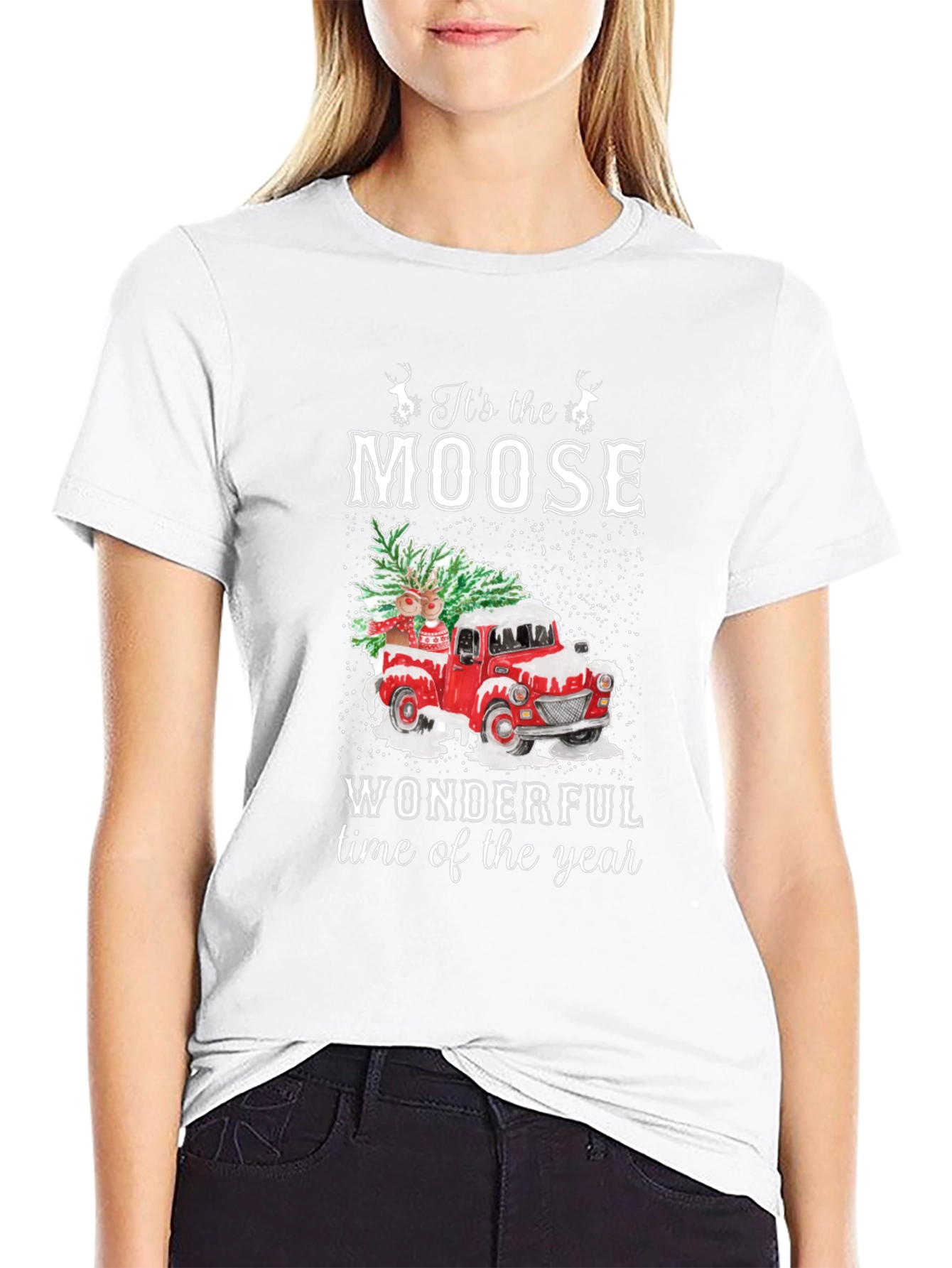 Moose Wonderful Time of Year Christmas Truck T-Shirt