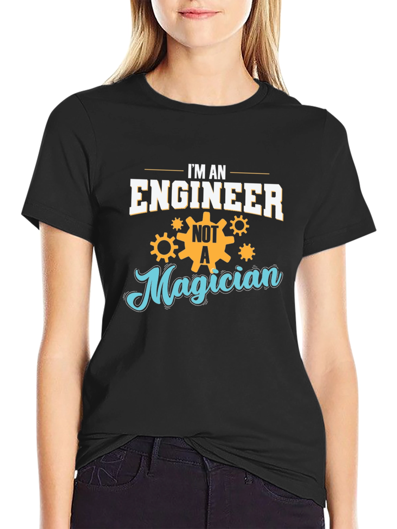Engineer Not Magician T-Shirt - Black Cotton Blend