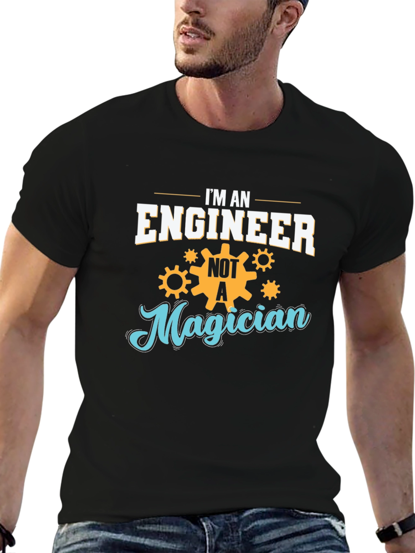 Engineer Not Magician T-Shirt - Black Cotton Blend