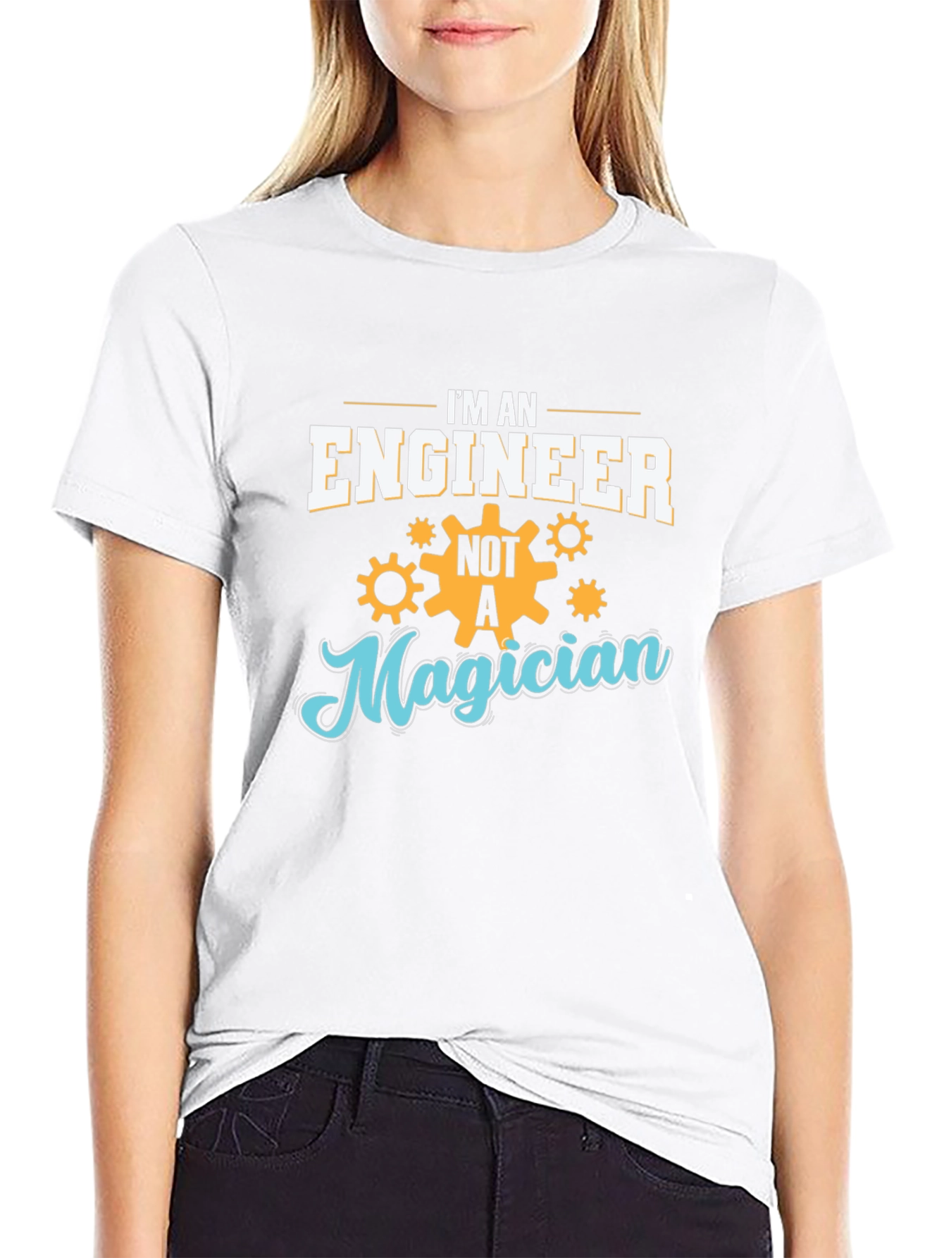 Engineer Not Magician T-Shirt - Black Cotton Blend