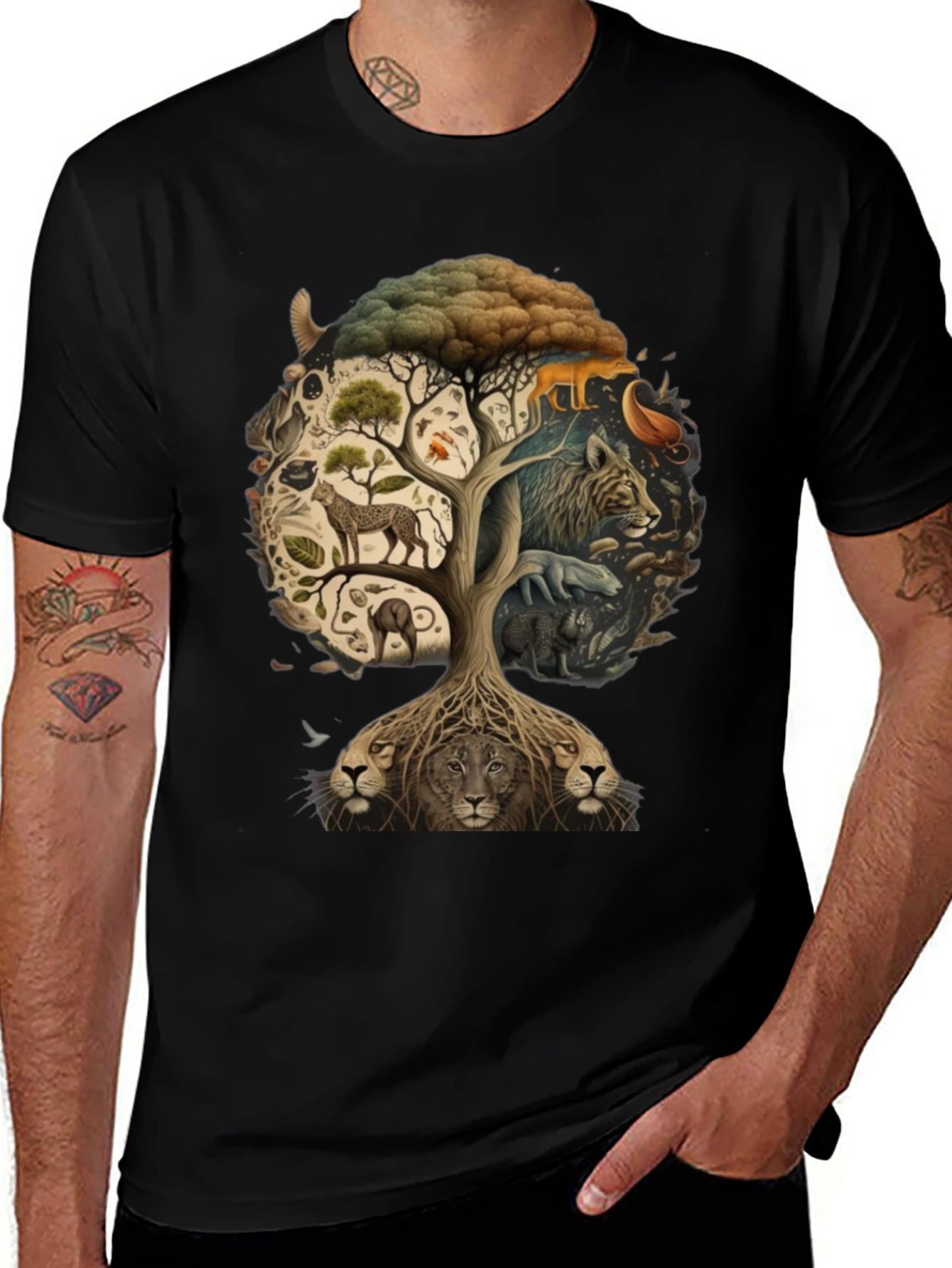 Wildlife Tree Graphic T-Shirt