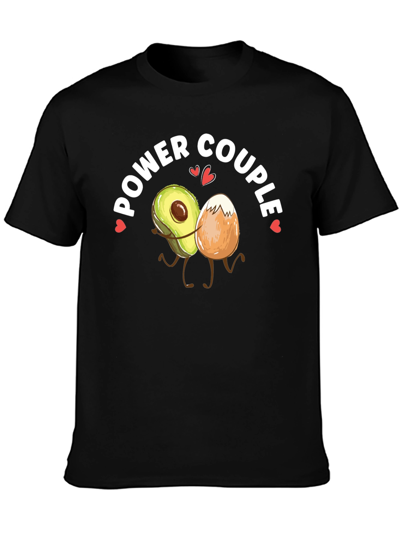 Power Couple Avocado & Egg Black T-Shirt