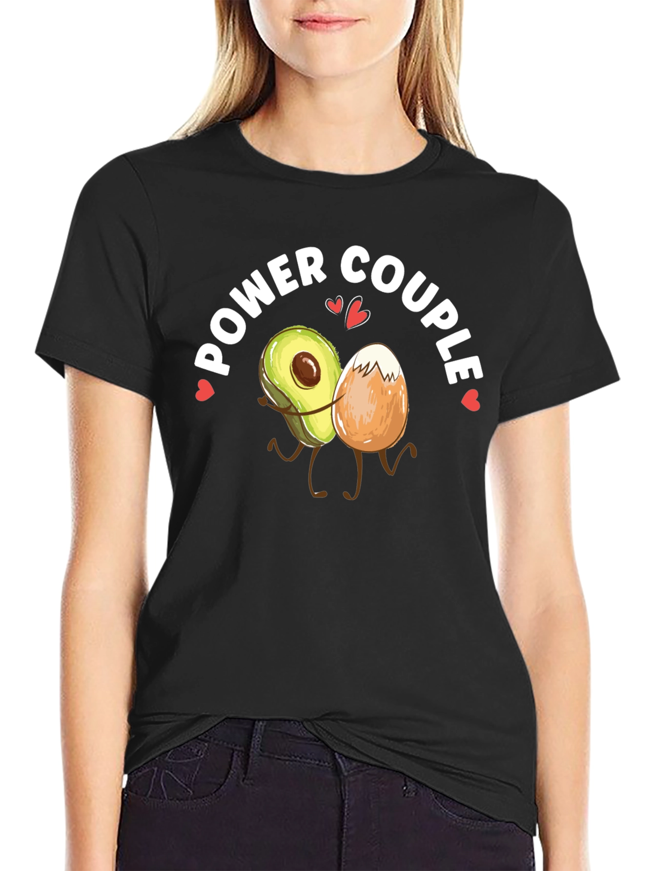 Power Couple Avocado & Egg Black T-Shirt