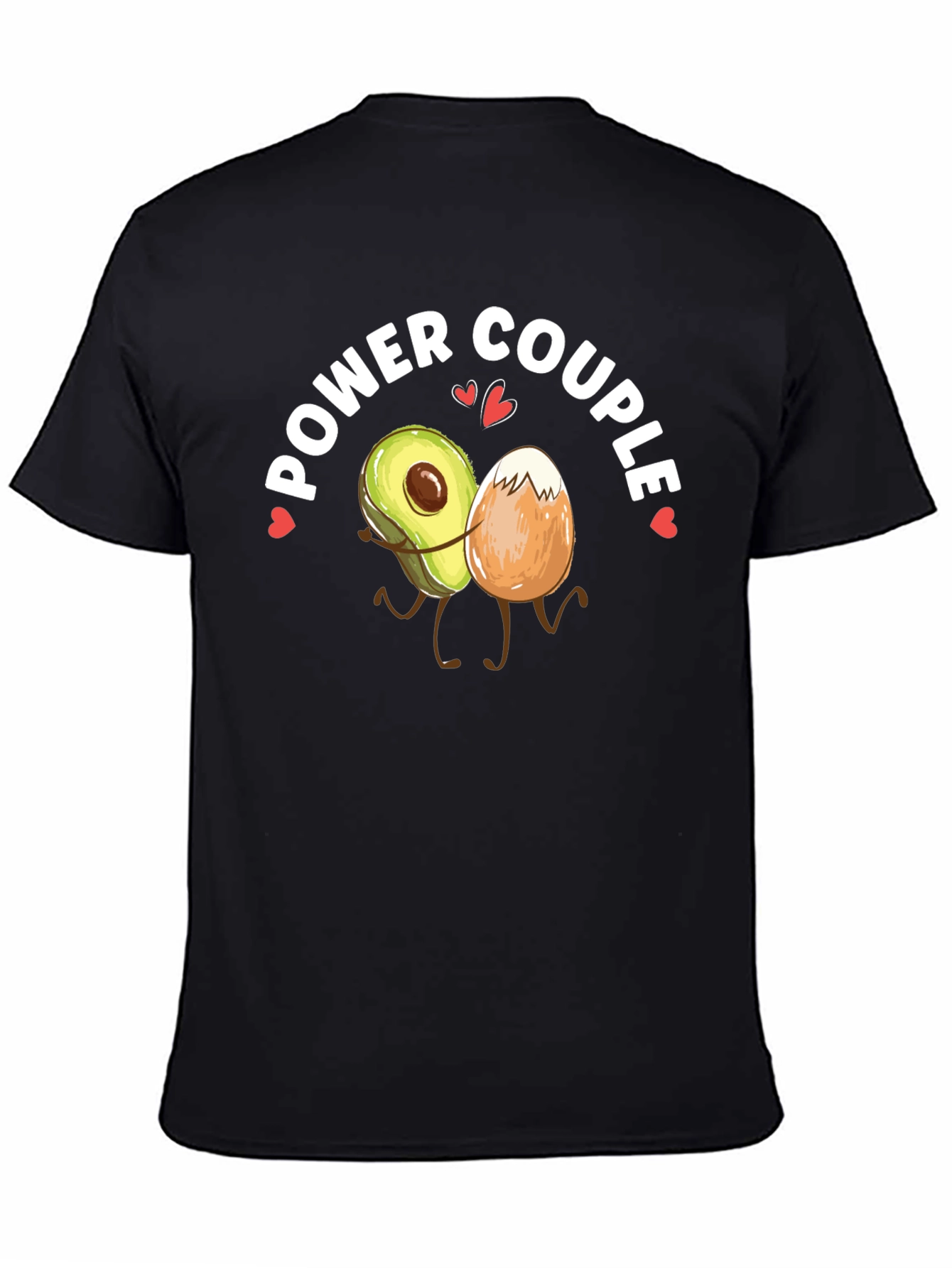 Power Couple Avocado & Egg Black T-Shirt