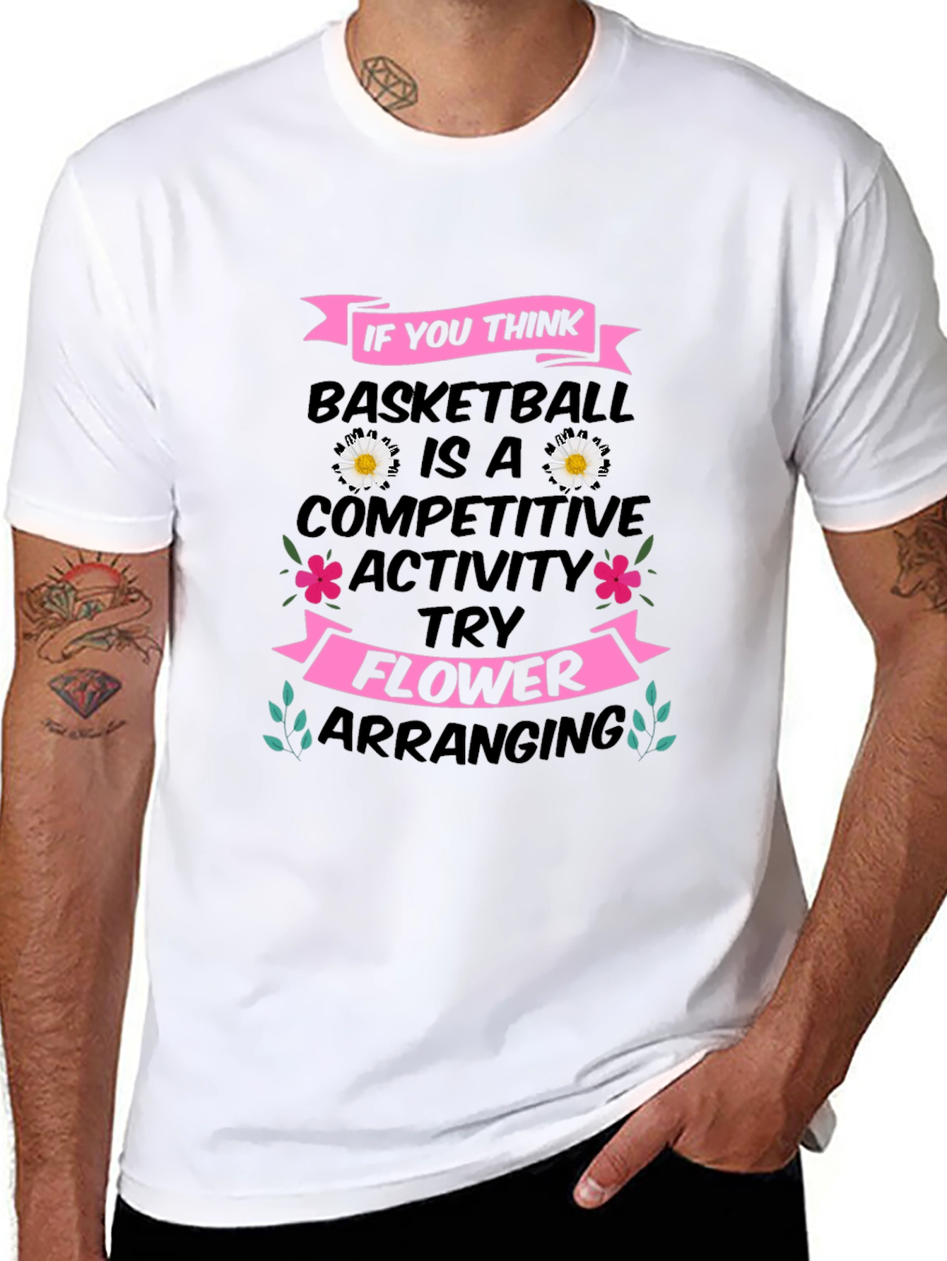 Basketball vs. Flower Arranging T-Shirt