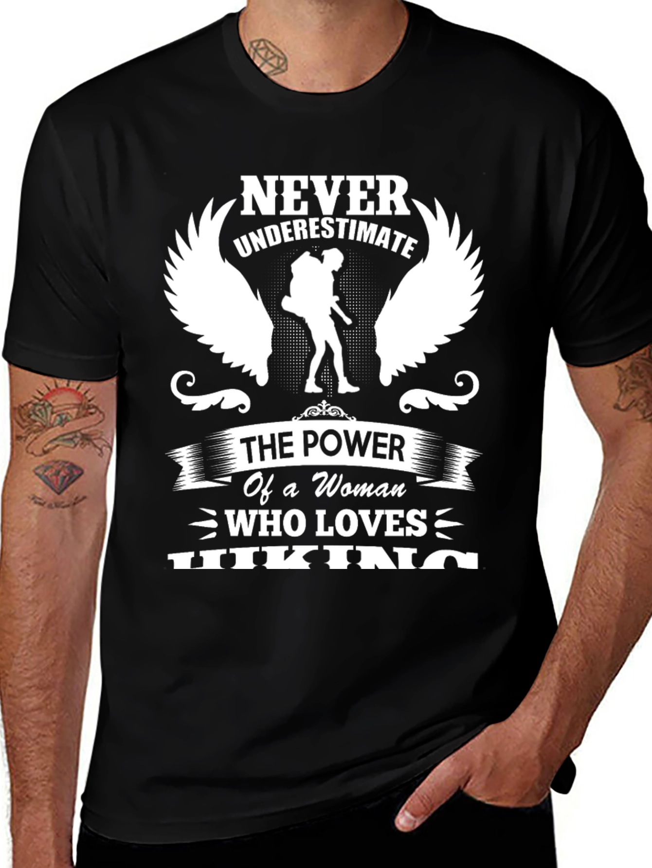 Never Underestimate Hiking Woman T-Shirt