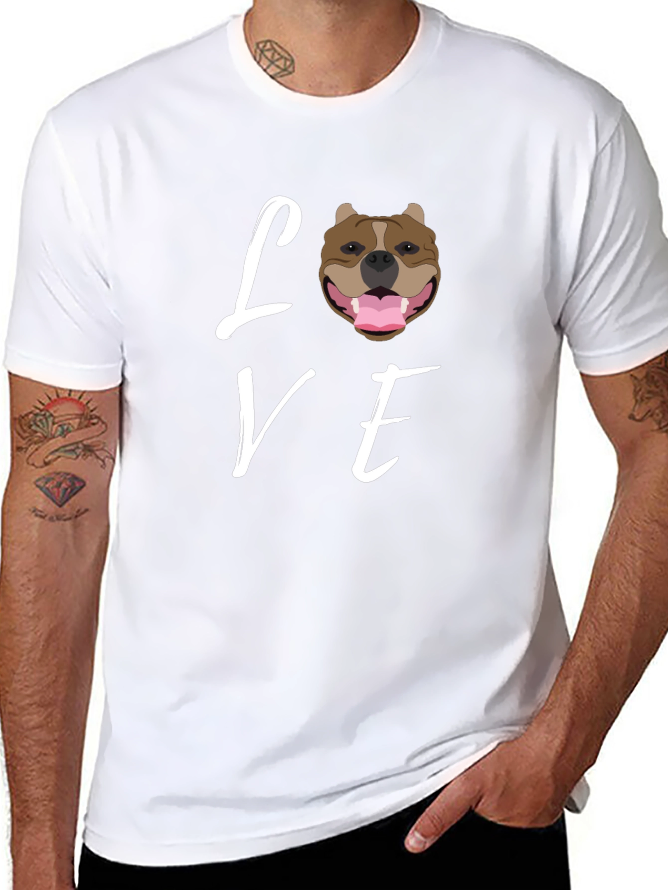 Love Pitbull Dog T-Shirt - Black