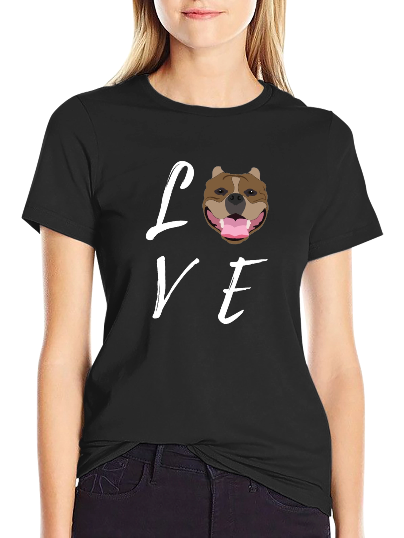 Love Pitbull Dog T-Shirt - Black