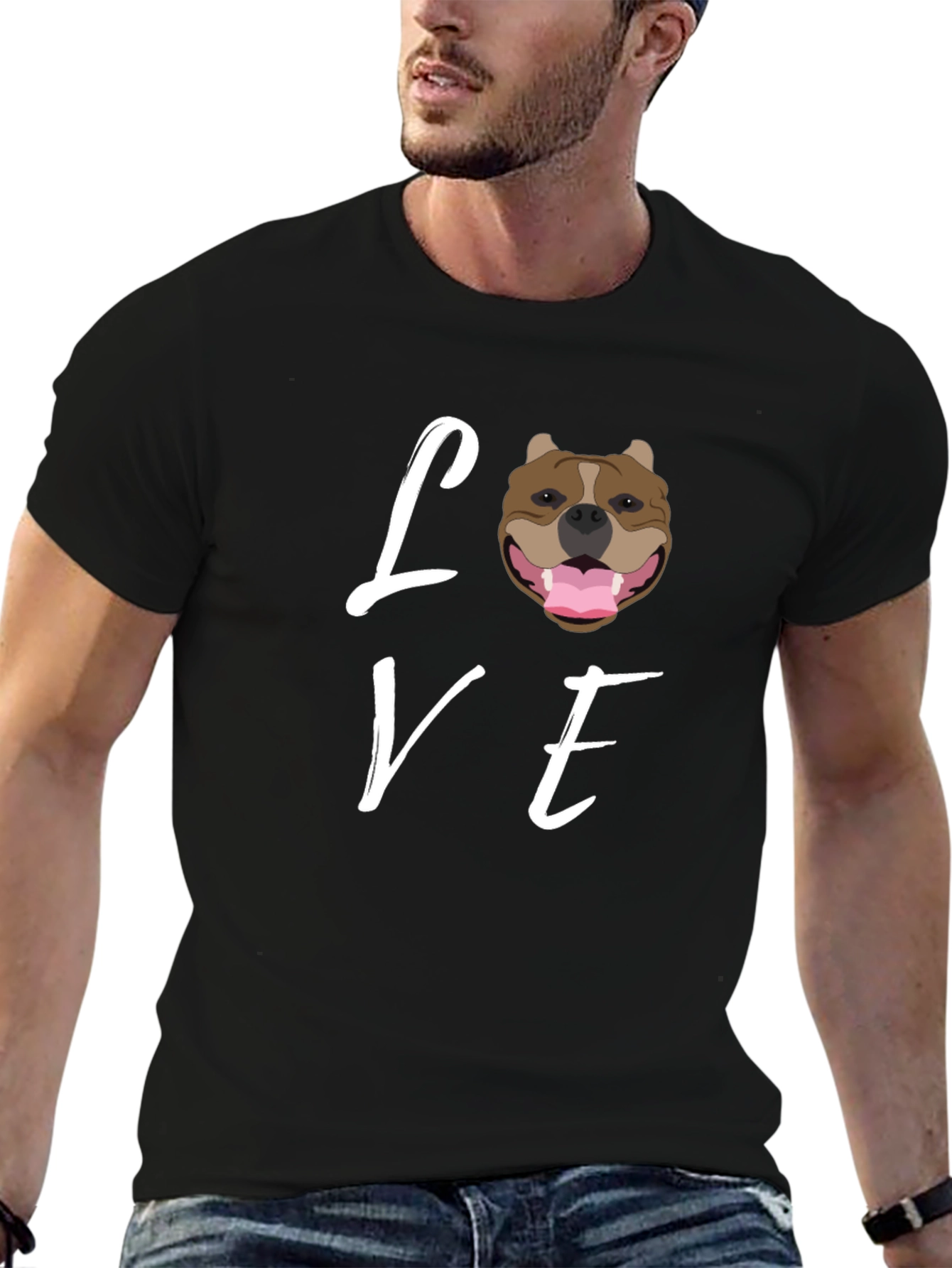 Love Pitbull Dog T-Shirt - Black